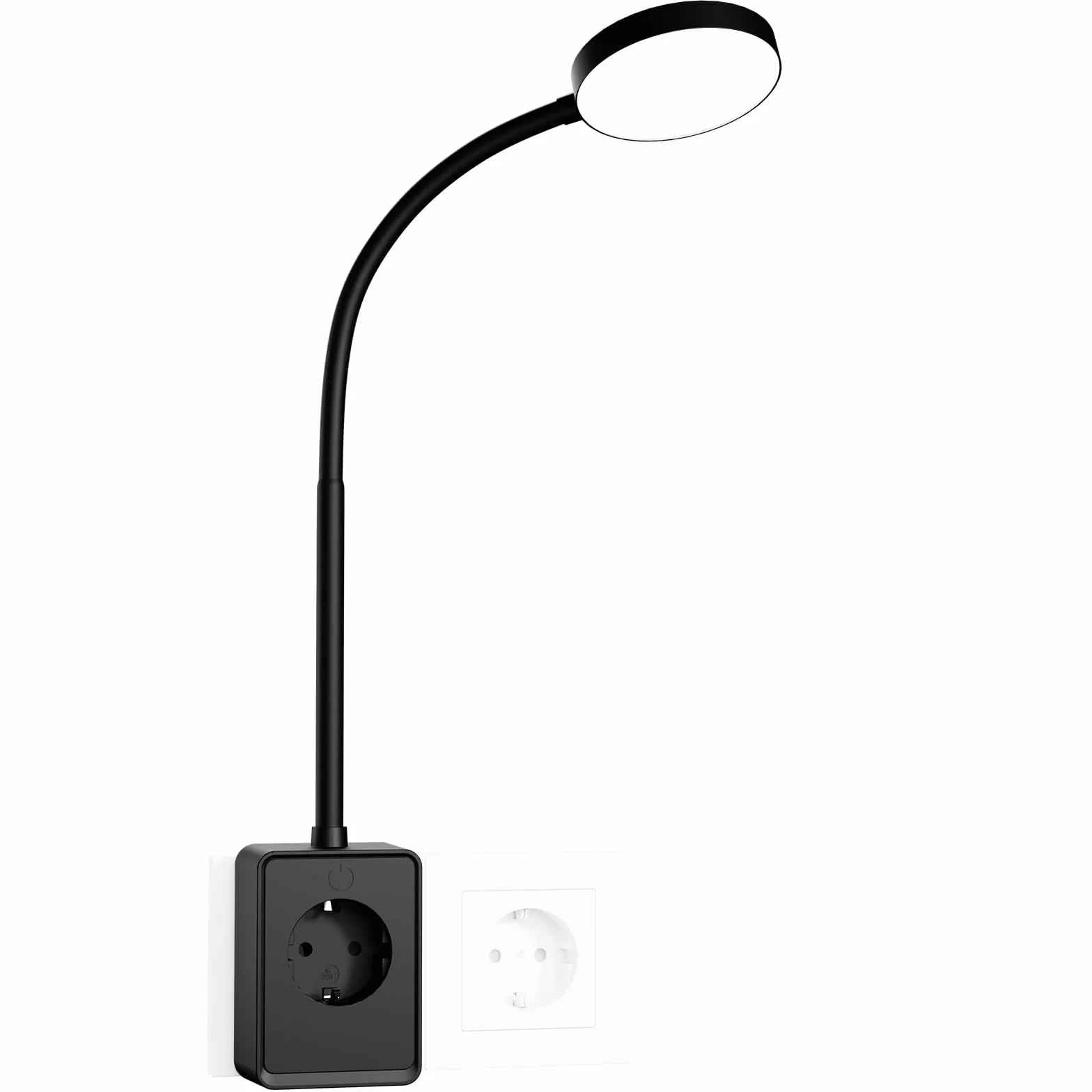 ENUOTEK LED Ścienna Lampa Regulowana Czarna z Wtyczką i Gniazdem, Lampa Ścienna z Gniazdem do Sypialni, 3000K 4000K 6000K Kolory Światła Regulowane, z Portem Typu C i USB