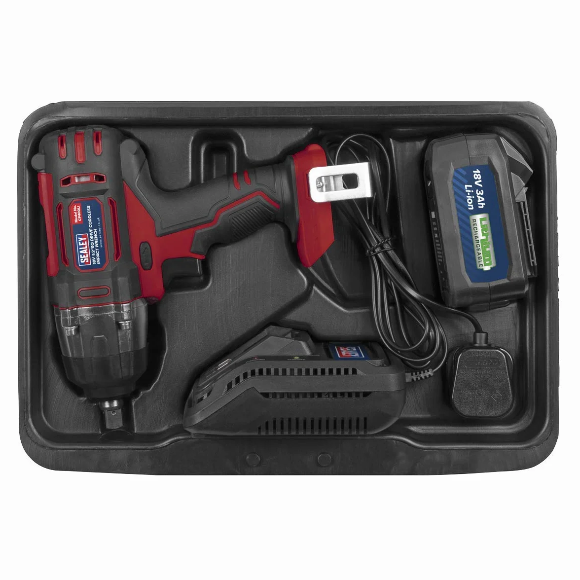 Sealey Bezprzewodowy klucz udarowy 18V 1/5.1 cm Sq Drive - czerwony