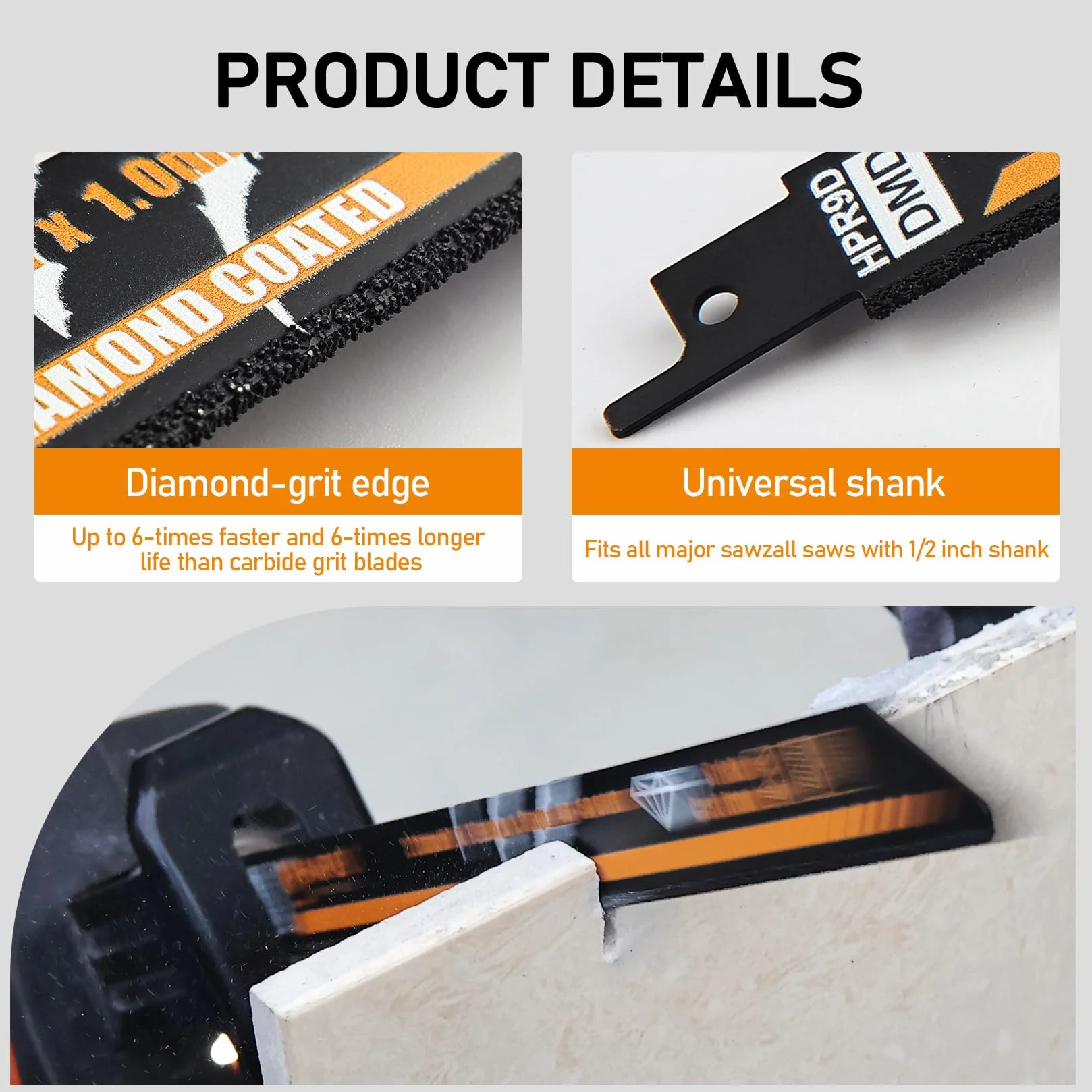 HAPU HARPOW TOOLS Brzeszczoty do piły szablastej ziarnistej 40-50 do żeliwa, muru, włókna cementowego i włókna szklanego, 22,9 cm