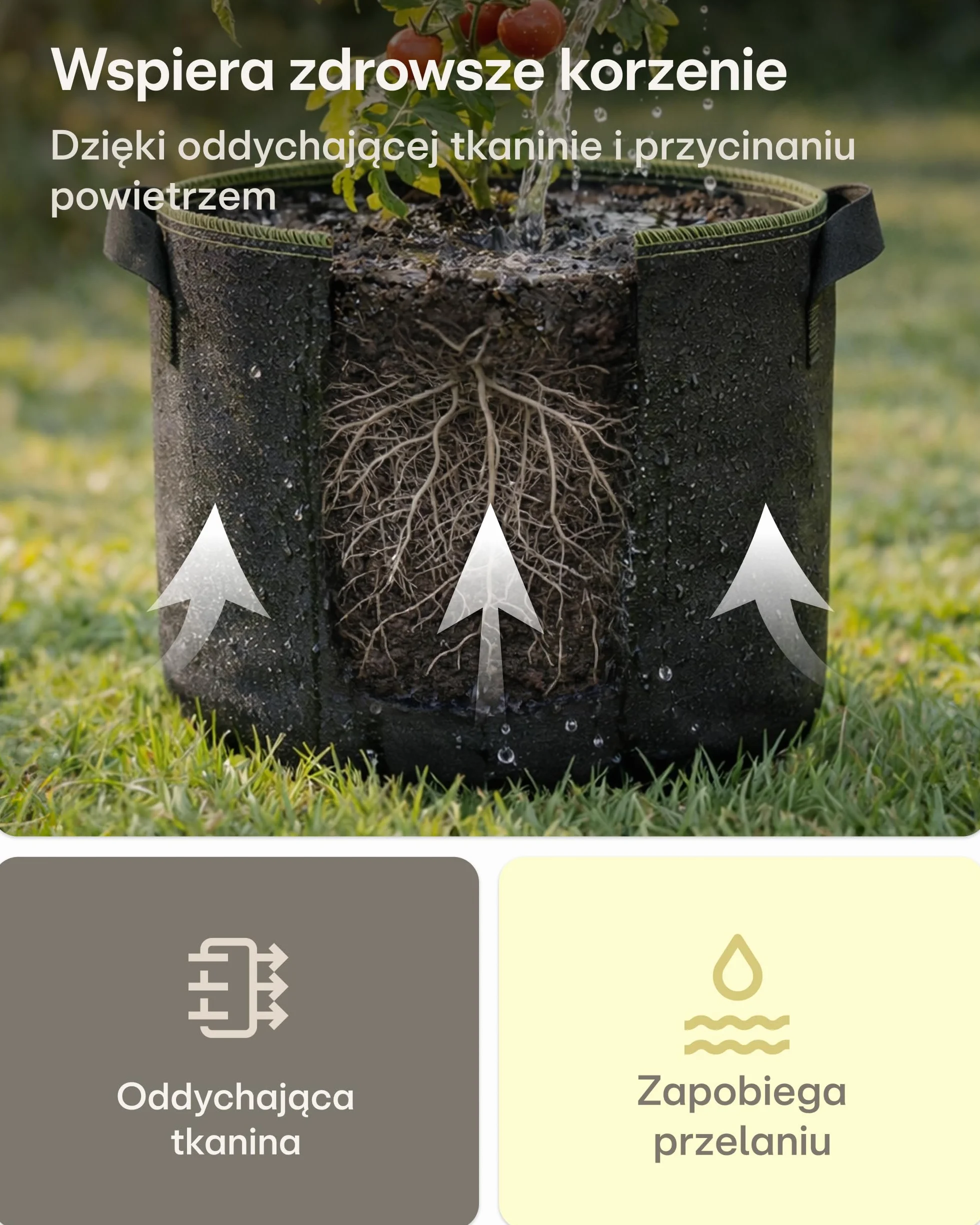 Worek do sadzenia 60L, 3 torba na rośliny z etykietami, z uchwytem