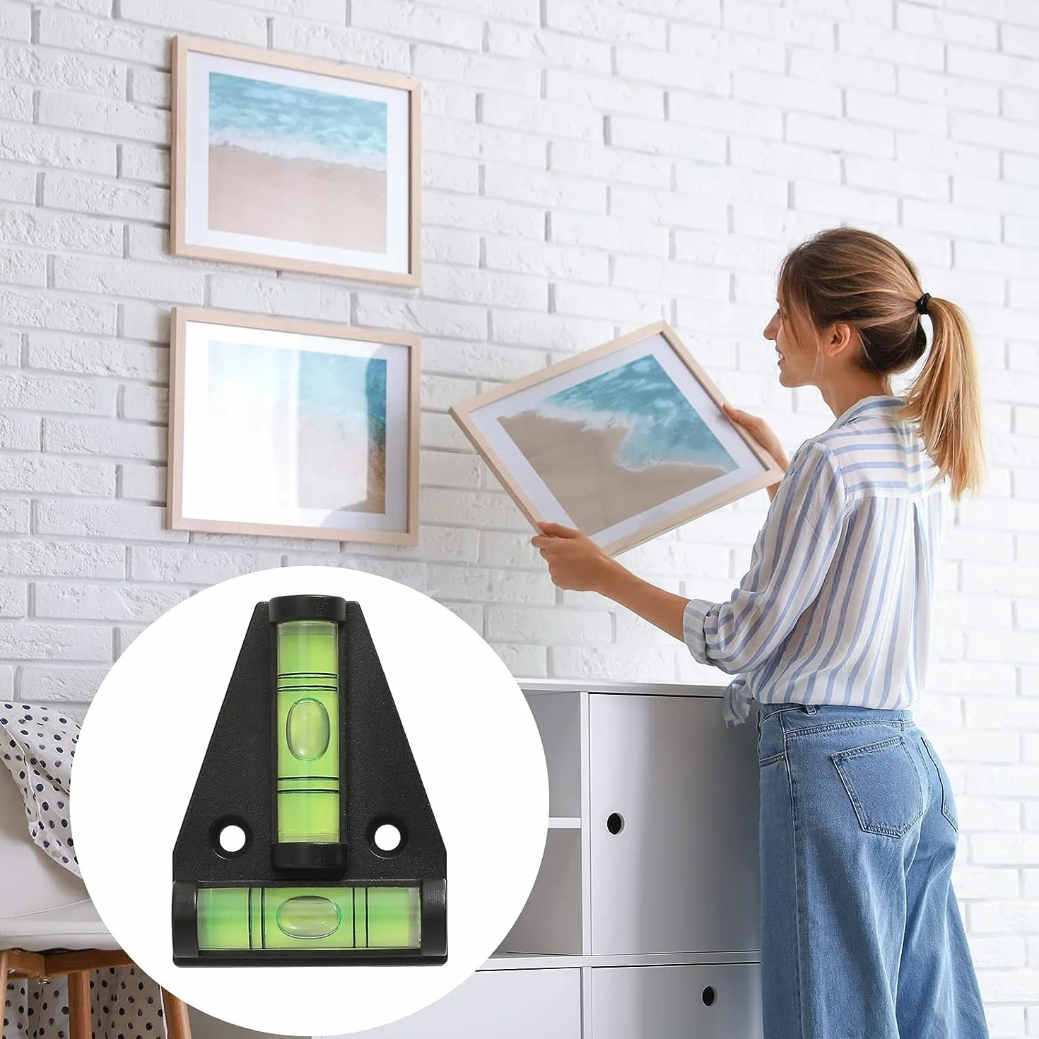 DIGIFLEX 2-drożna mini poziomica w kolorze czarnym – małe narzędzie do poziomowania bąbelków w kształcie litery T do pomiaru w podróży – poziomica do przyczepy kempingowej meble ramki na zdjęcia