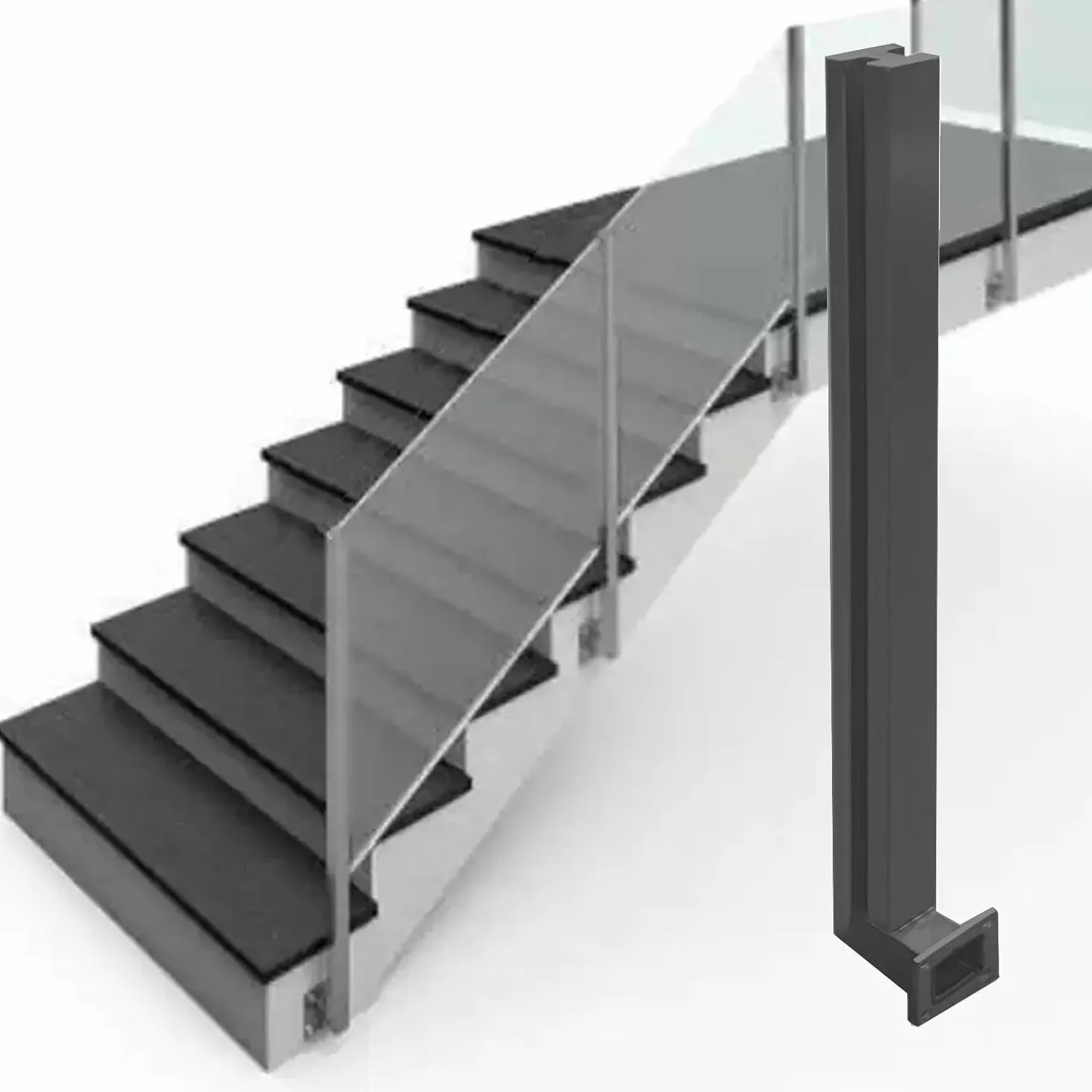 Szklany słupek ogrodzeniowy do paneli, łatwy montaż, średni słupek do pokładów, schodów i balustrad ogrodowych, stylowe rozwiązanie barierowe na zewnątrz