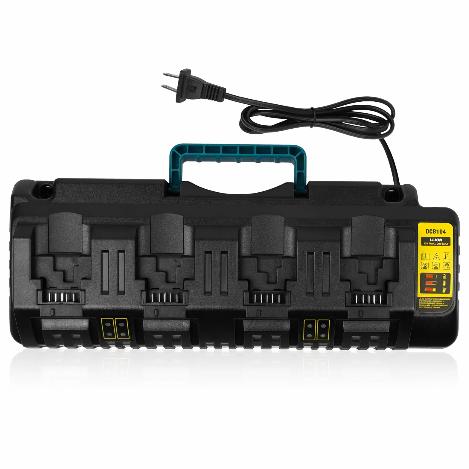 DCB104 4-portowa szybka ładowarka do akumulatora DeWalt 20V/60V Max, z portem USB kompatybilna z baterią DeWalt 20V/60V DCB206 DCB208 DCB205 DCB606 DCB609Y DCB612 i ładowarką DCB104 DCB107 DCB1155