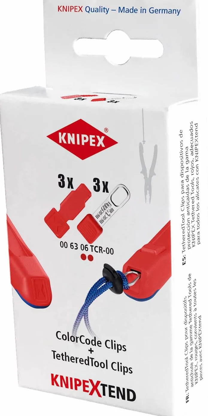 KNIPEX Klipsy TetheredTool + klipsy ColorCode czerwone, po 3 sztuki, 00 63 06 TCR