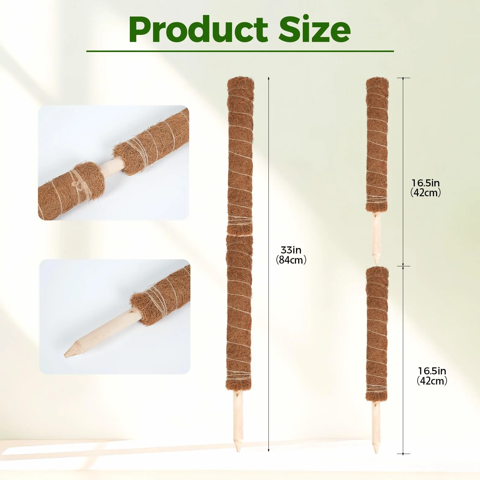 Bamworld 4 sztuki słupki z mchu 41,9 cm kokosowe podpórki do roślin Monstera