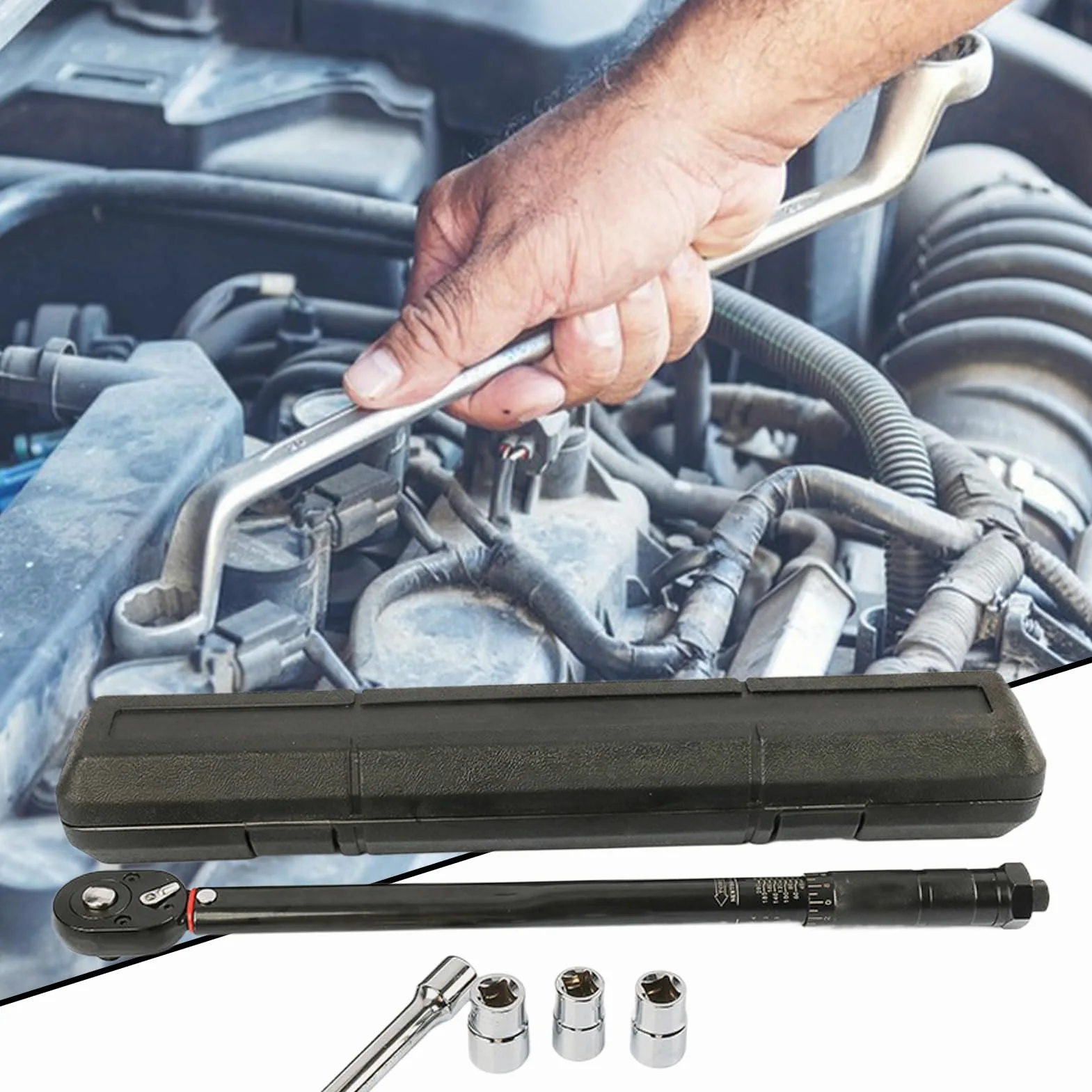 Klucz dynamometryczny 1/2 Precyzyjne regulowane ergonomiczne narzędzia | Klucz dynamometryczny zapadkowy Dla mechaników samochodowych i inżynierów