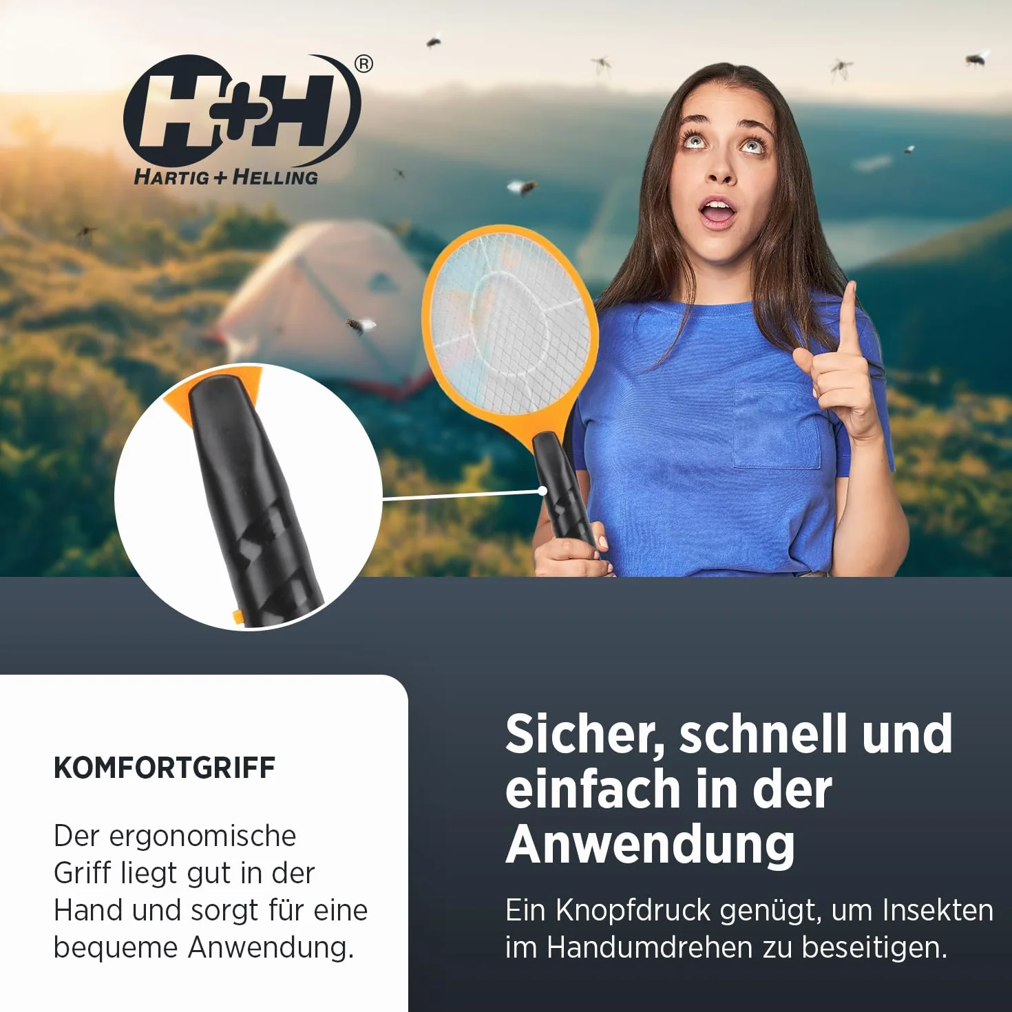 H+H TS 103 owadobójczy, tworzywo sztuczne, zasilanie bateryjne, czarno-żółte, 98770