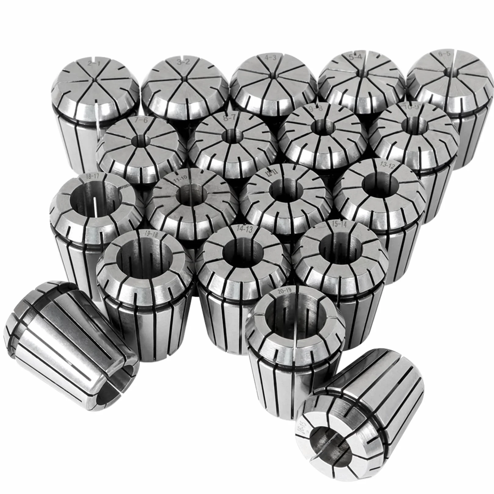 Zestaw tulei zaciskowych ER32 19 szt. Zestaw tulei zaciskowych ER32, zacisk sprężynowy, narzędzie do tokarki grawerującej CNC, 2-20 mm, pasuje do maszyny grawerującej CNC i frezarki tokarskiej