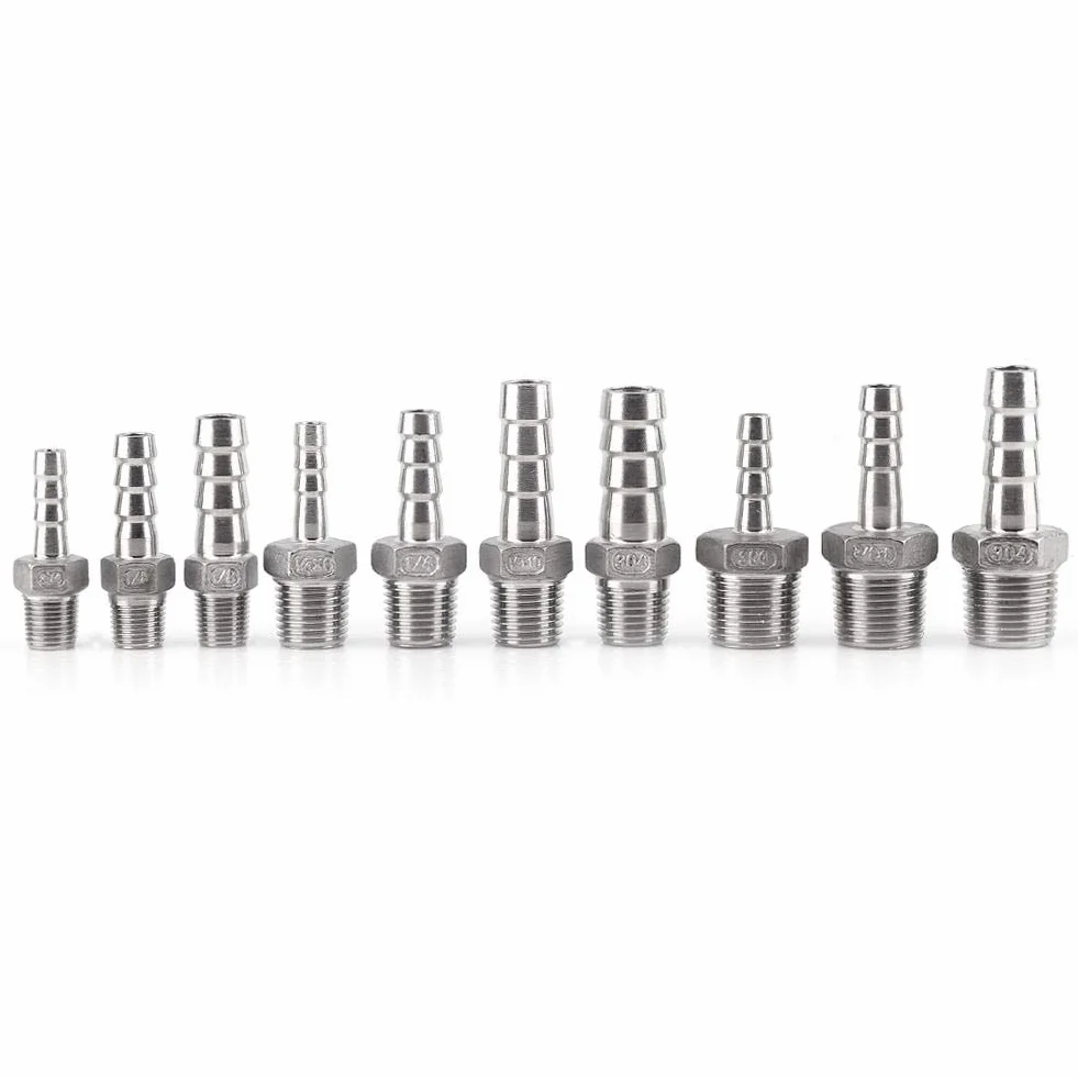 1 x Verbindungsstùck fùr Schlauch, Barbel-Schlauch, Adapter, Schwanz, aus Edelstahl, SS304, 1/8 Zoll ~ 3/4 Zoll (1/2 x 10 mm)