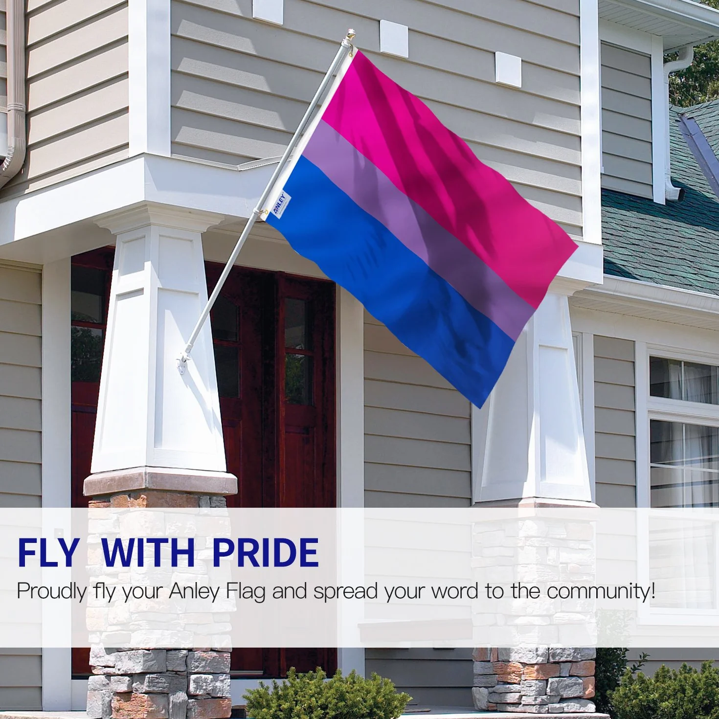Anley Fly Breeze 3x5 Foot Bi Pride Flag - Żywy kolor i odporność na blaknięcie - Płócienny Nagłówek i podwójne szwy - Biseksualne flagi Poliester z mosiężnymi przelotkami 3 x 5 stóp