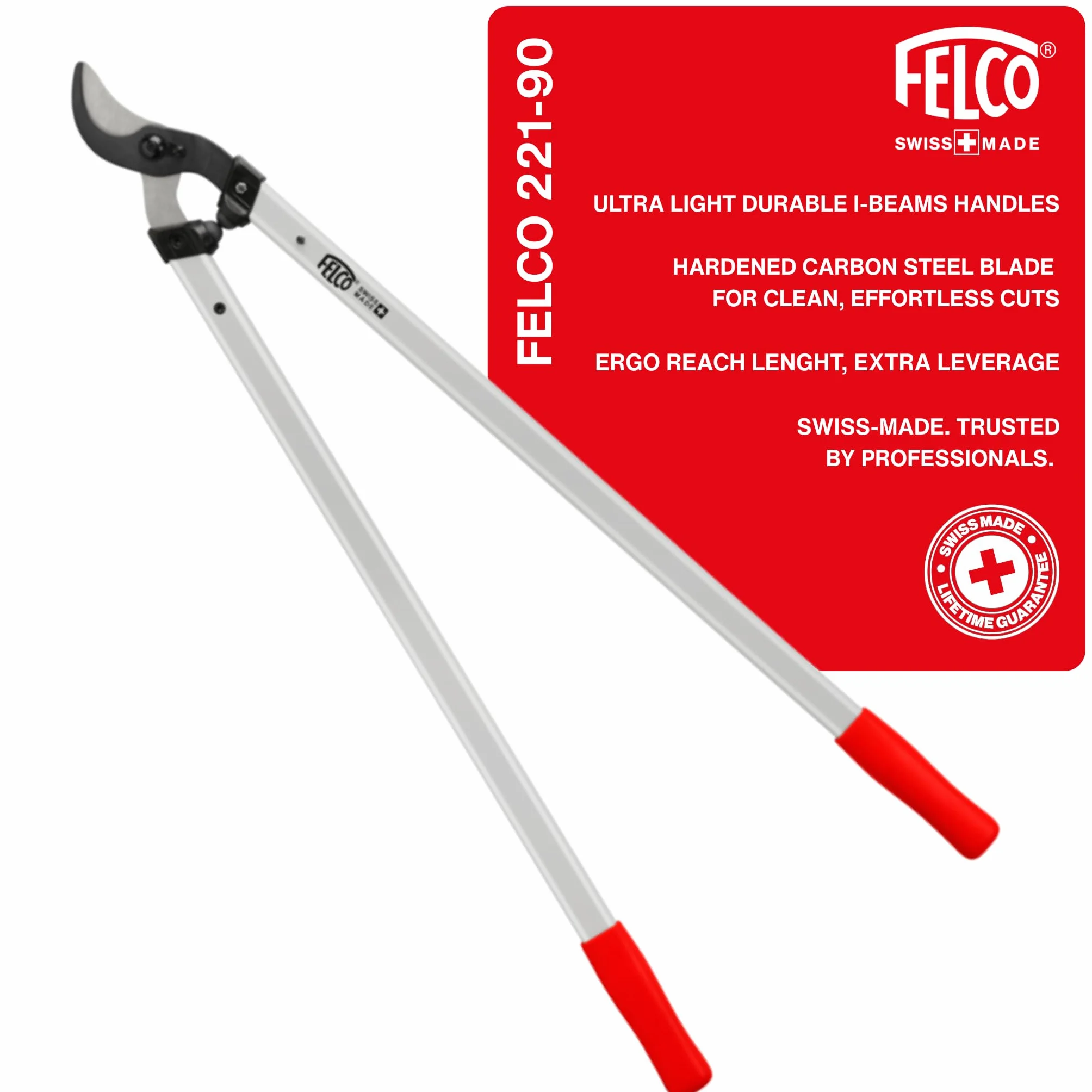 FELCO 221-90 Nożyce do gałęzi dwuręczne o całkowitej długości 90 cm, głowica tnąca ciągnąca