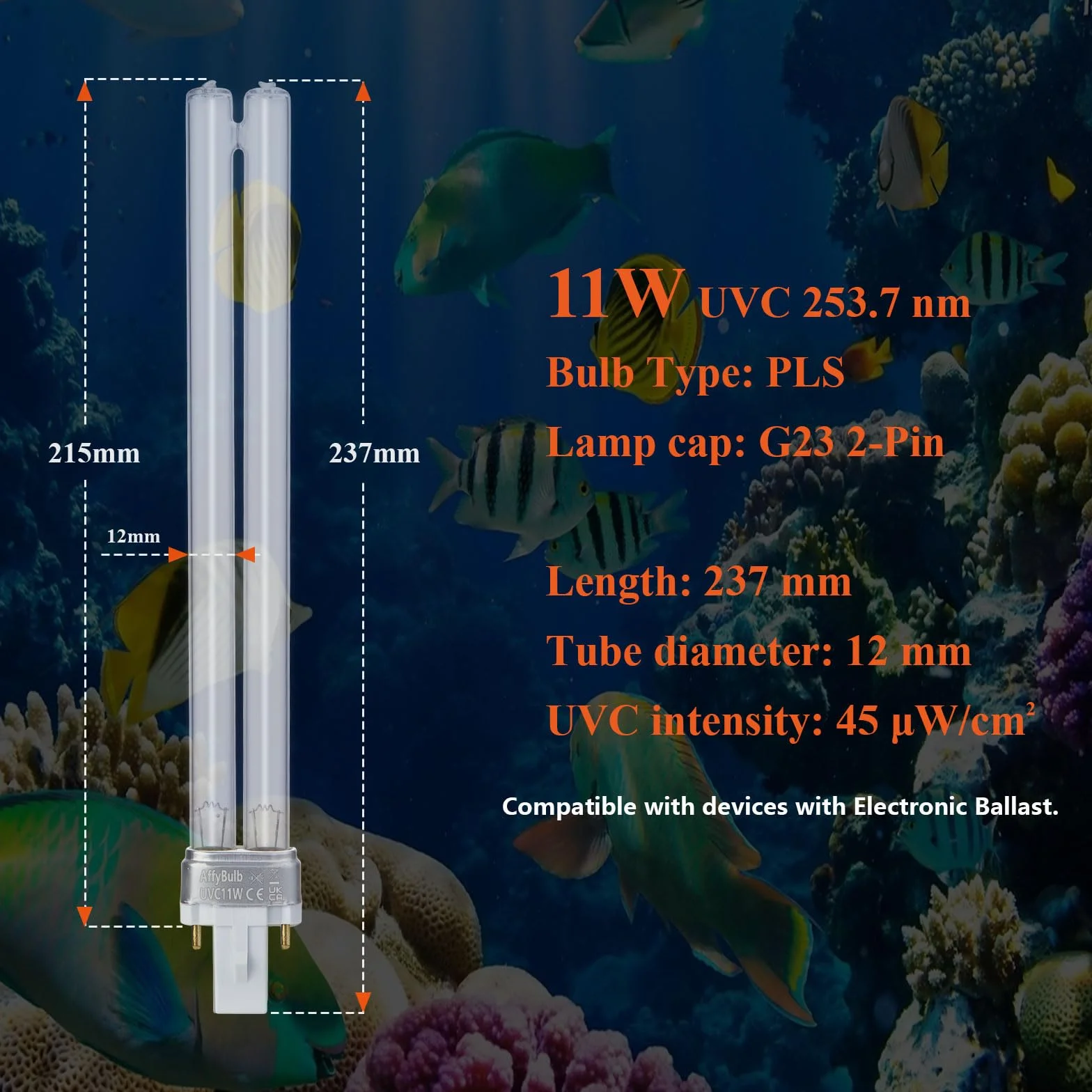 2 * 11W G23 PLS wymienna żarówka UV, do filtrów UVC stawu lub klarowników