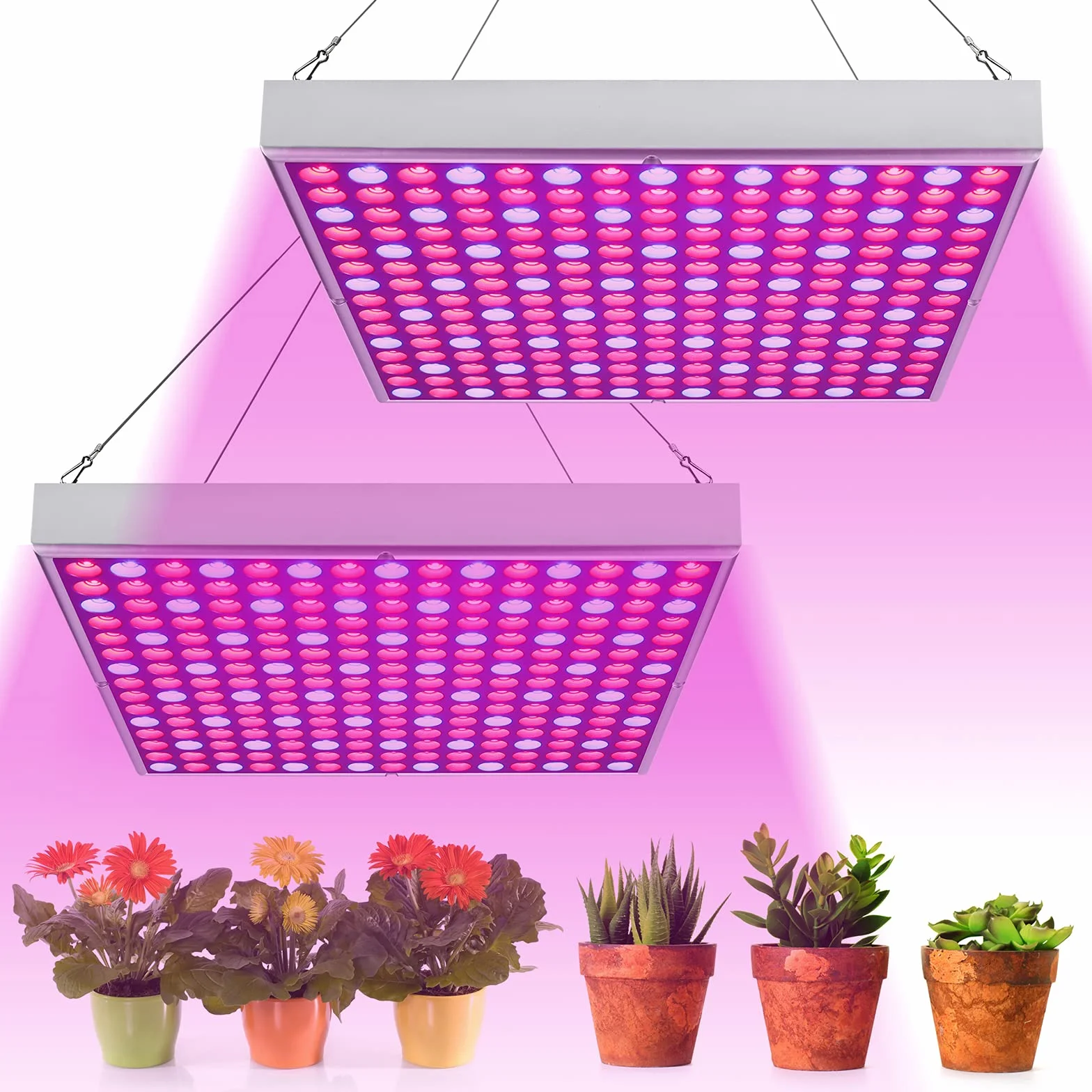 Randaco 2 szt. 45 W LED Grow Light Complete Spectrum, lampa ogrodnicza z 225 diodami LED czerwone i niebieskie światło, lampa roślinna do kiełkowania hydroponicznego