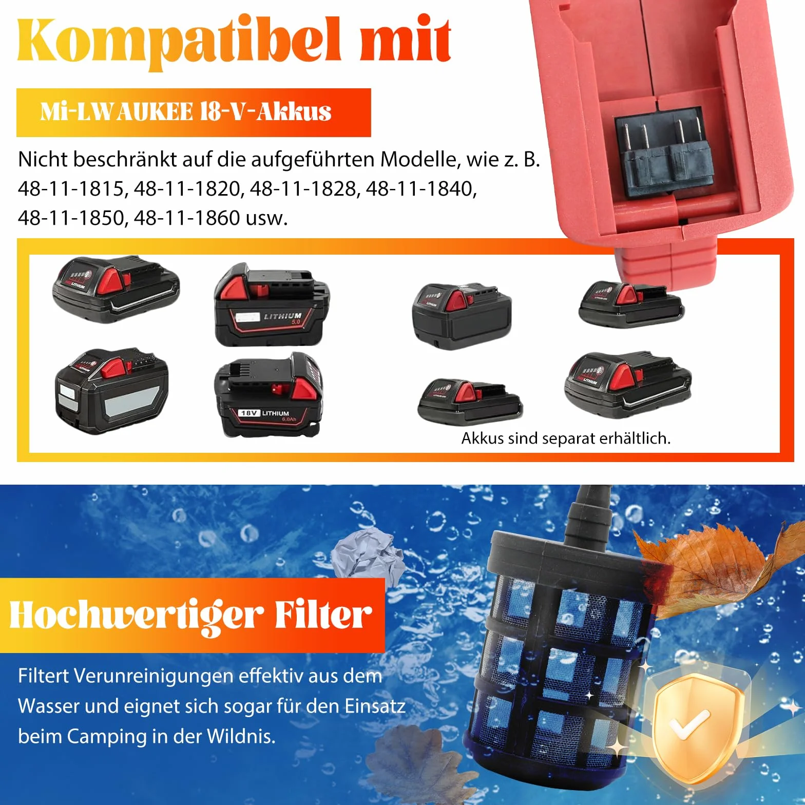 Akumulatorowa myjka wysokociśnieniowa 69 barów/1000 psi, Aartner 6 w 1, kompatybilna z akumulatorem Milwaukee 18 V, przenośny akumulatorowy pistolet do czyszczenia bez akumulatora do samochodów, okien