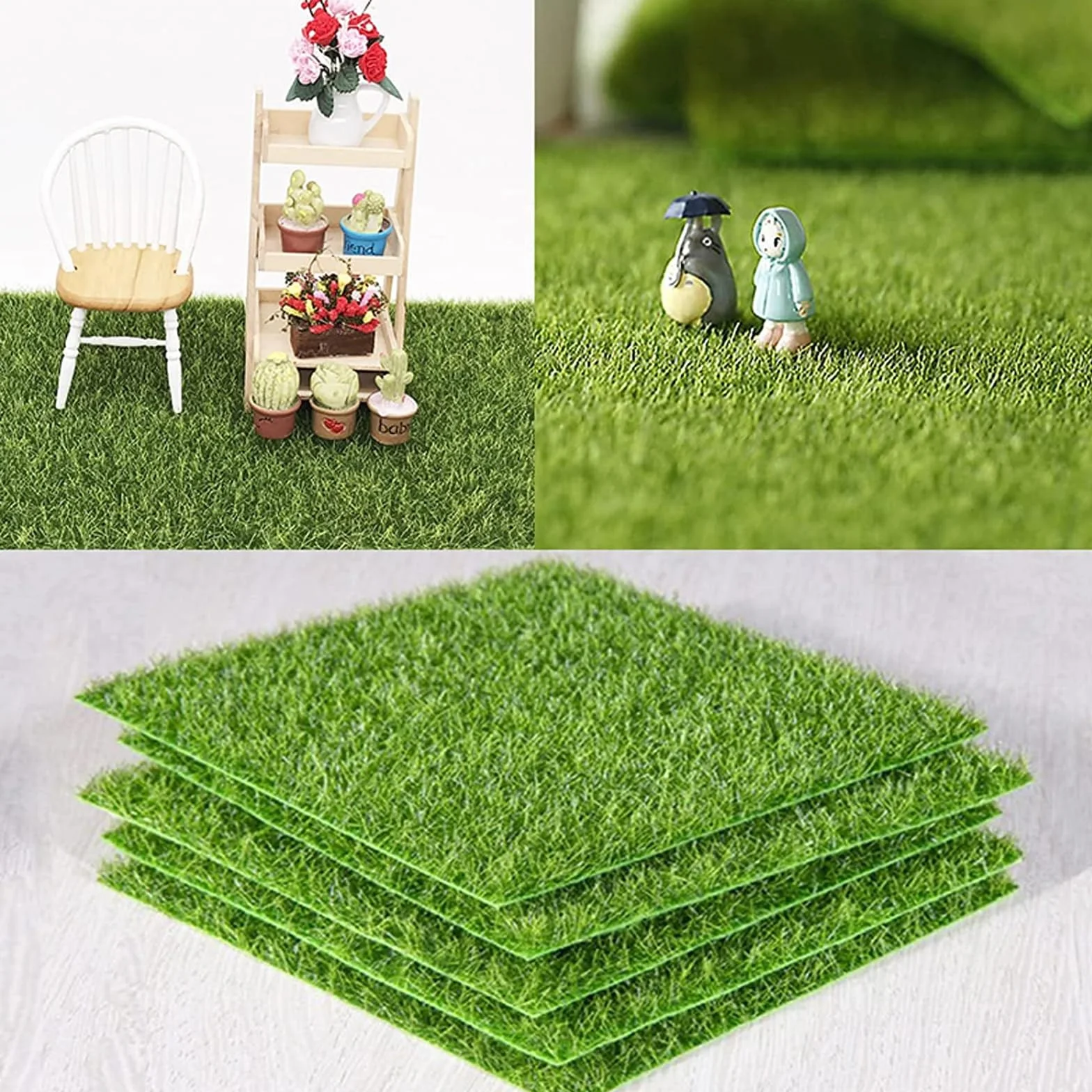 SECOFE Miniaturowa sztuczna murawa 15x15 cm 4 szt