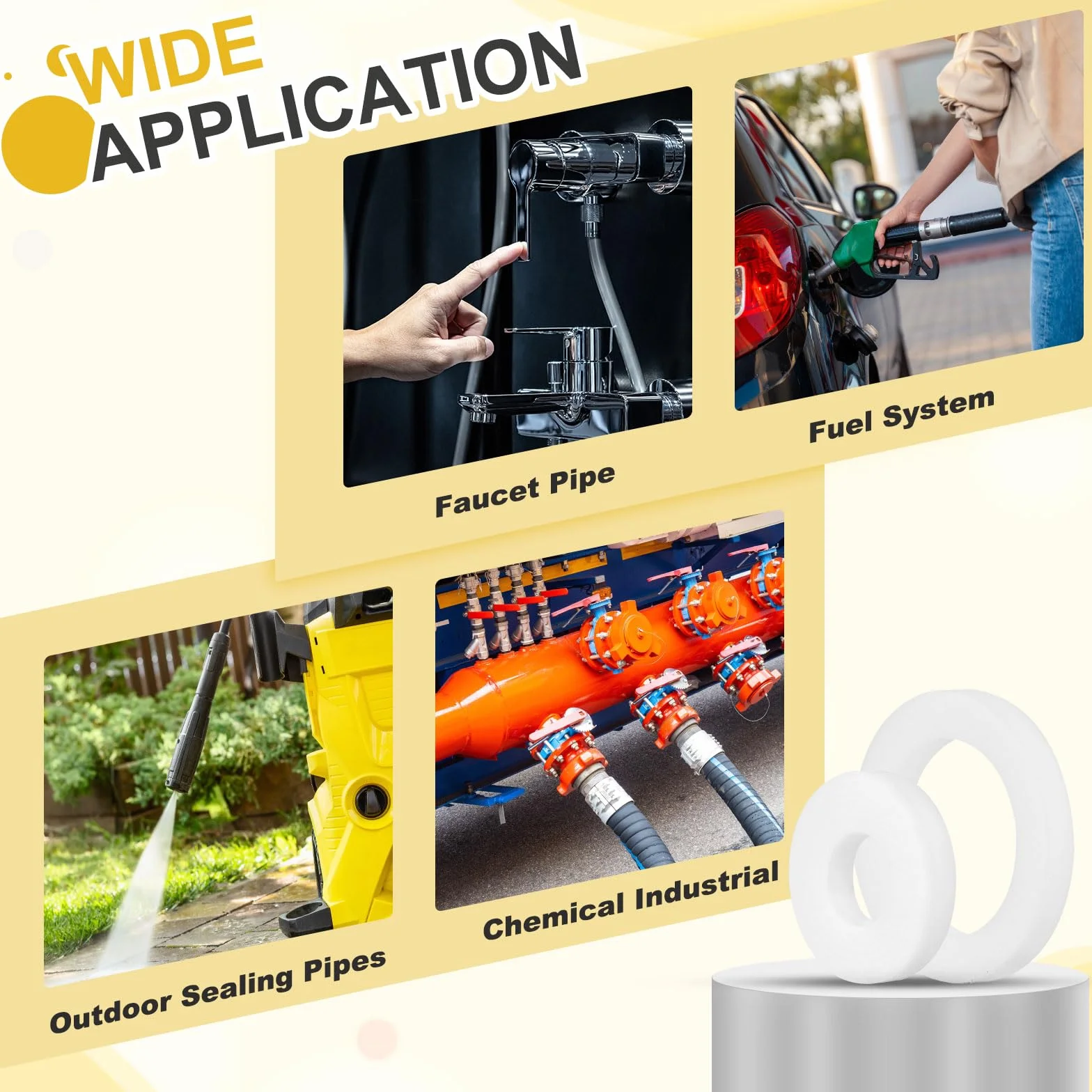 QUARKZMAN Podkładki płaskie PTFE, 24 szt. 22mm Średnica zewnętrzna 15mm Średnica wewnętrzna 2mm Grubość Uszczelka Uszczelka Uszczelka do kranów rur Węże Śruby maszynowe, białe