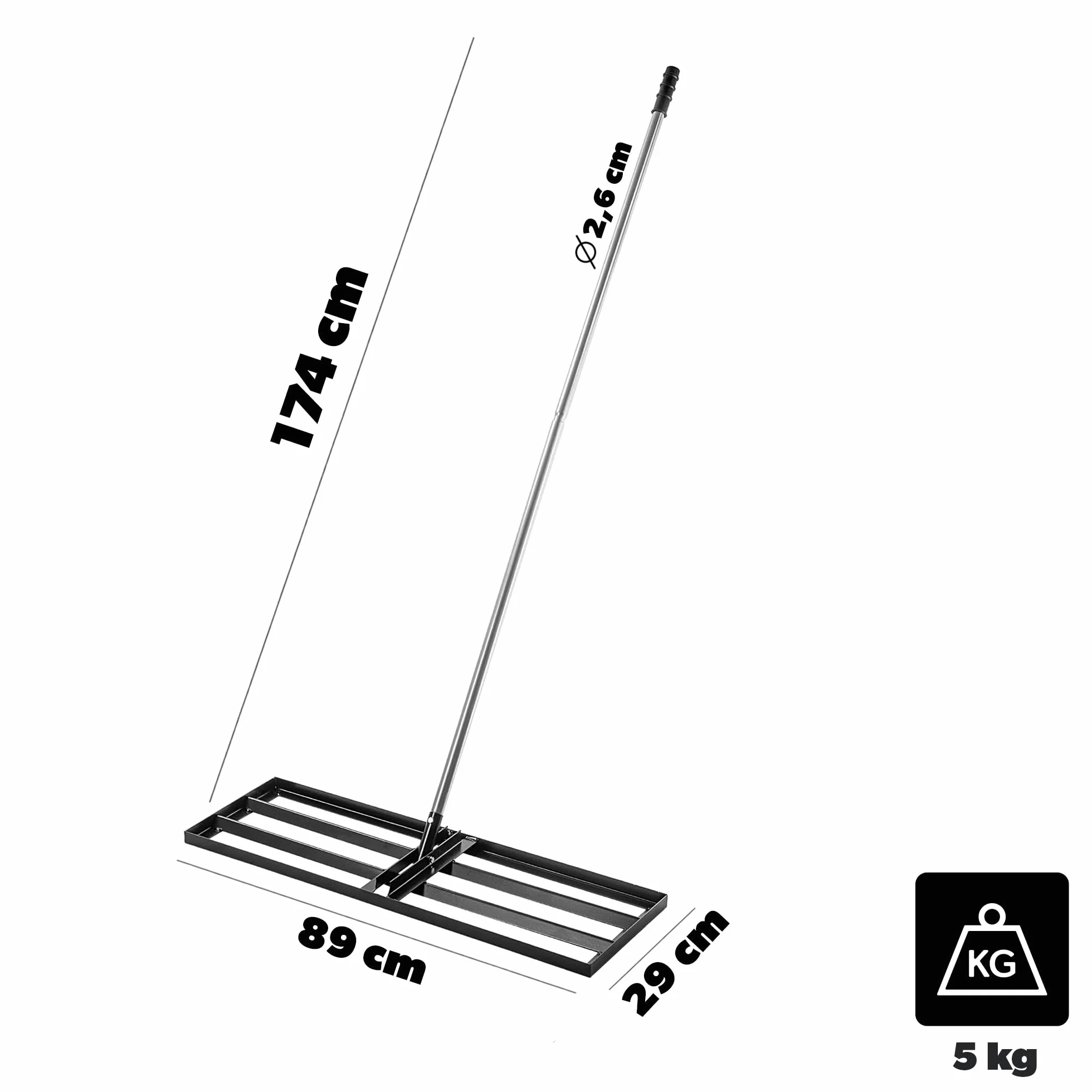 KADAX Grabie do trawnika 89 x 29 cm metalowe z trzonkiem