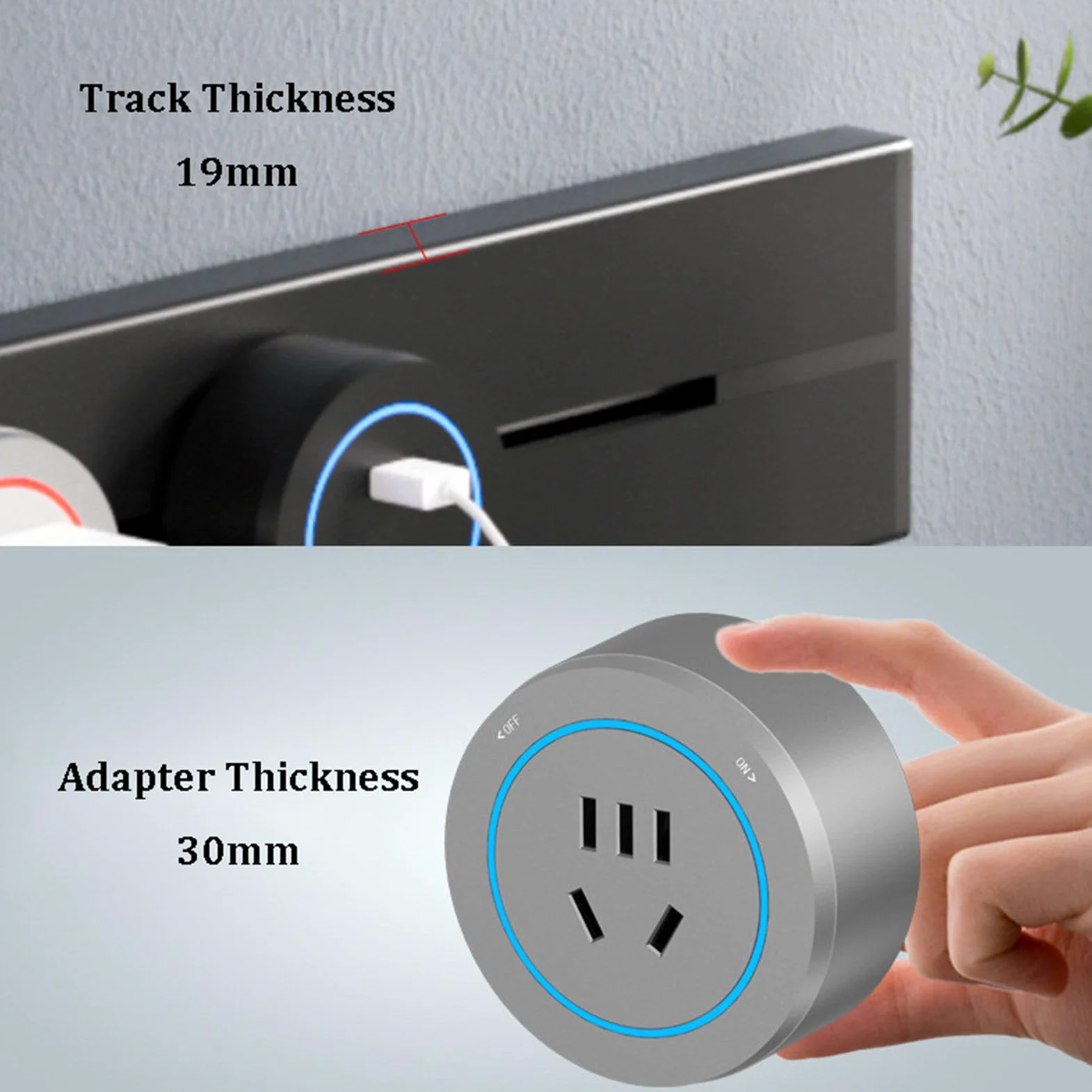 Listwa Zasilająca Montowana Na ścianie Z Odłączanym Adapterem Gniazdkowym, Listwa Z Gniazdami (Listwa I 5 Uniwersalnych Gniazd, 1 Gniazdo USB) Do Biura, Domu, Kuchni I Salonu Black-40CM