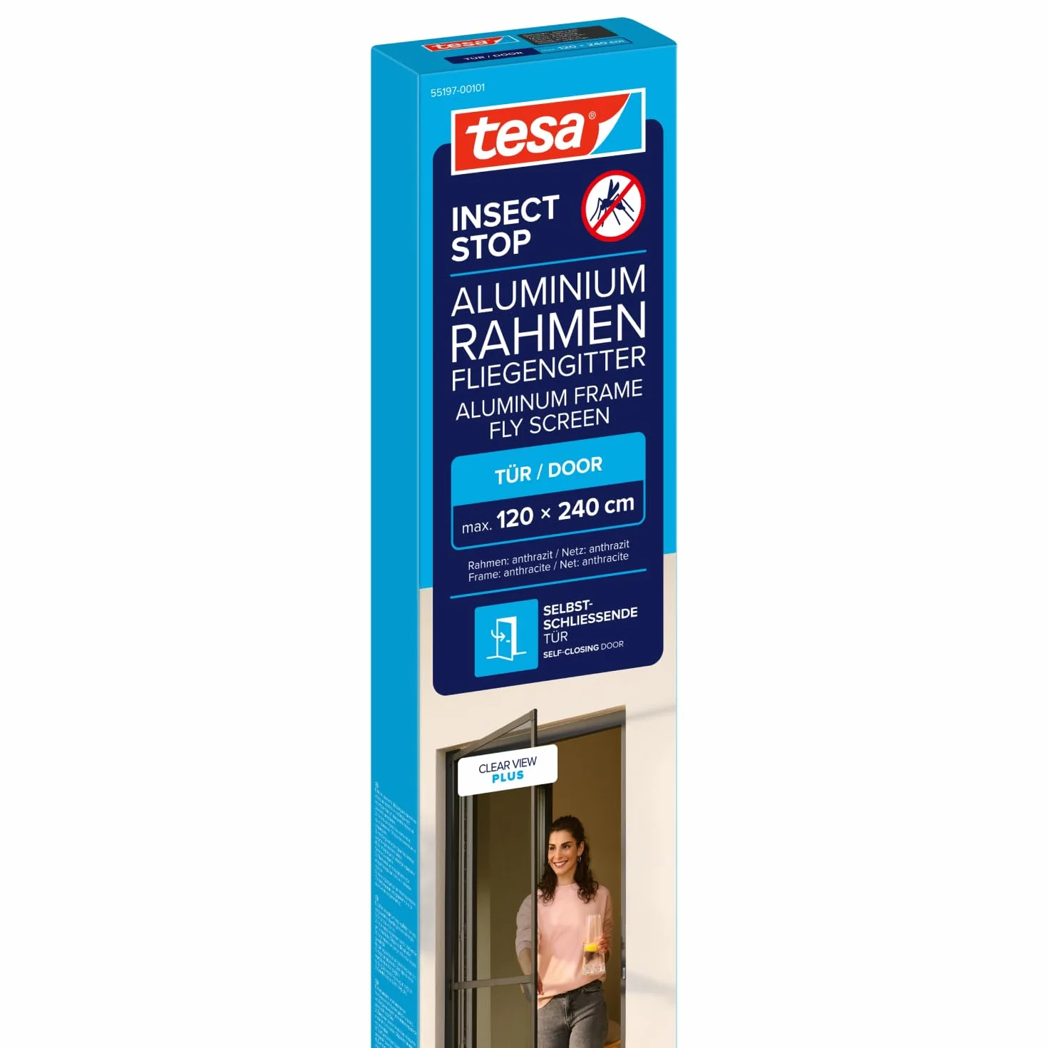 Tesa 55197-00003-00 Moskitera, Antracyt, 1,2m x 2,4m