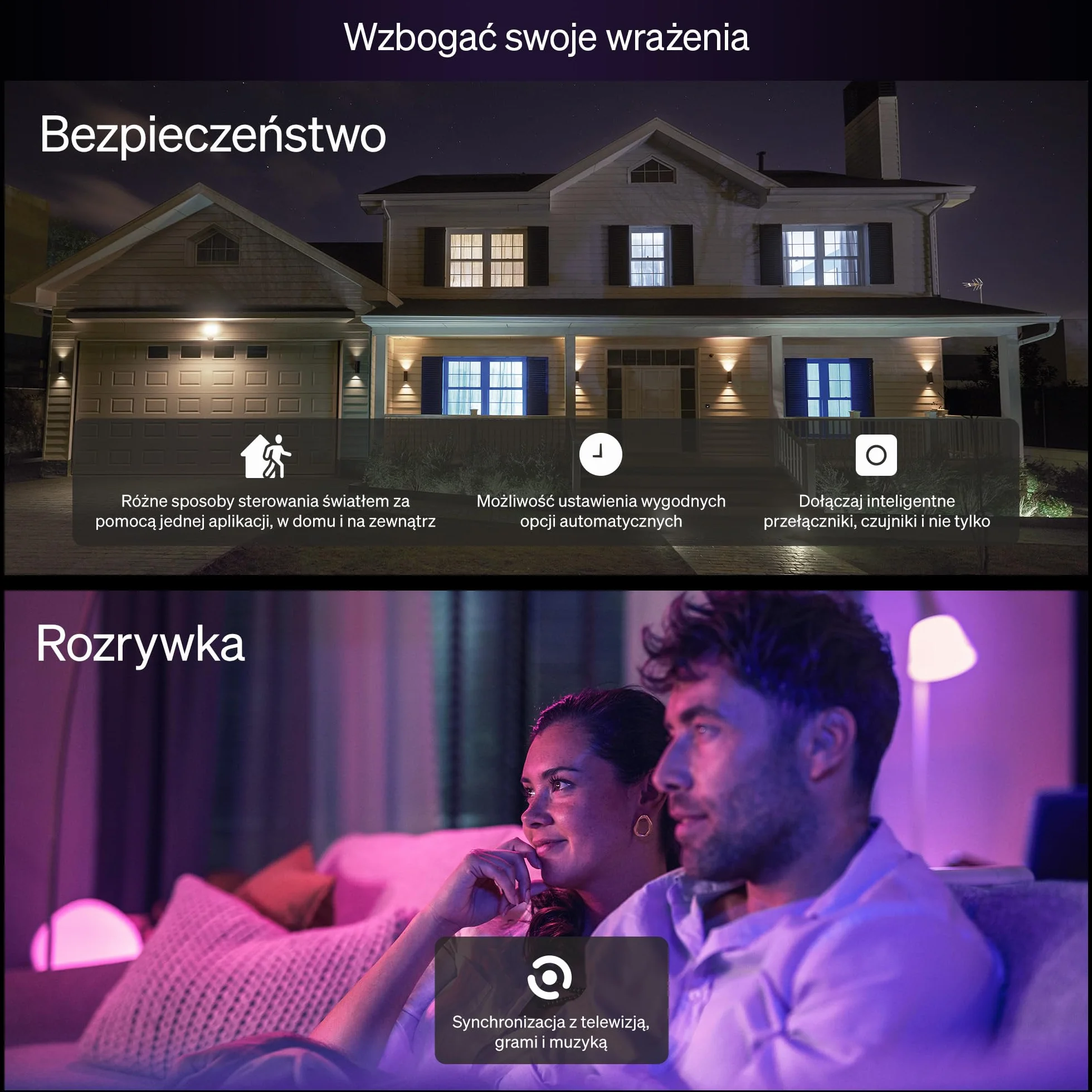 Żarówka Philips Hue Essential Smart LED – żar. punktowa GU10, White and Color Ambiance, 4,7 W, 2200K–6500K, 345 lumenów, przyciemnianie, działa z Alexą, Asystentem Google i Apple Home, op. 4 szt.