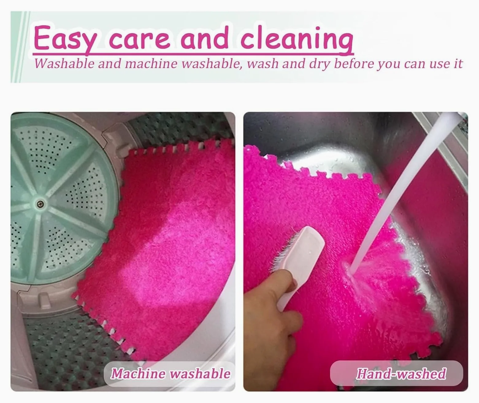 12 szt. Mata do zabawy z płytek dywanowych pluszowej pianki w kwadraty obramowaniem, układanki puszystych(Rose Red+dark Gray)