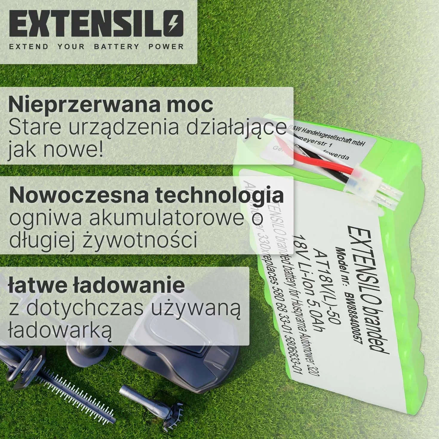 Akumulator Husqvarna Automower 420 330X 2014 2015 2016 5000 mAh 18 V litowo-jonowa