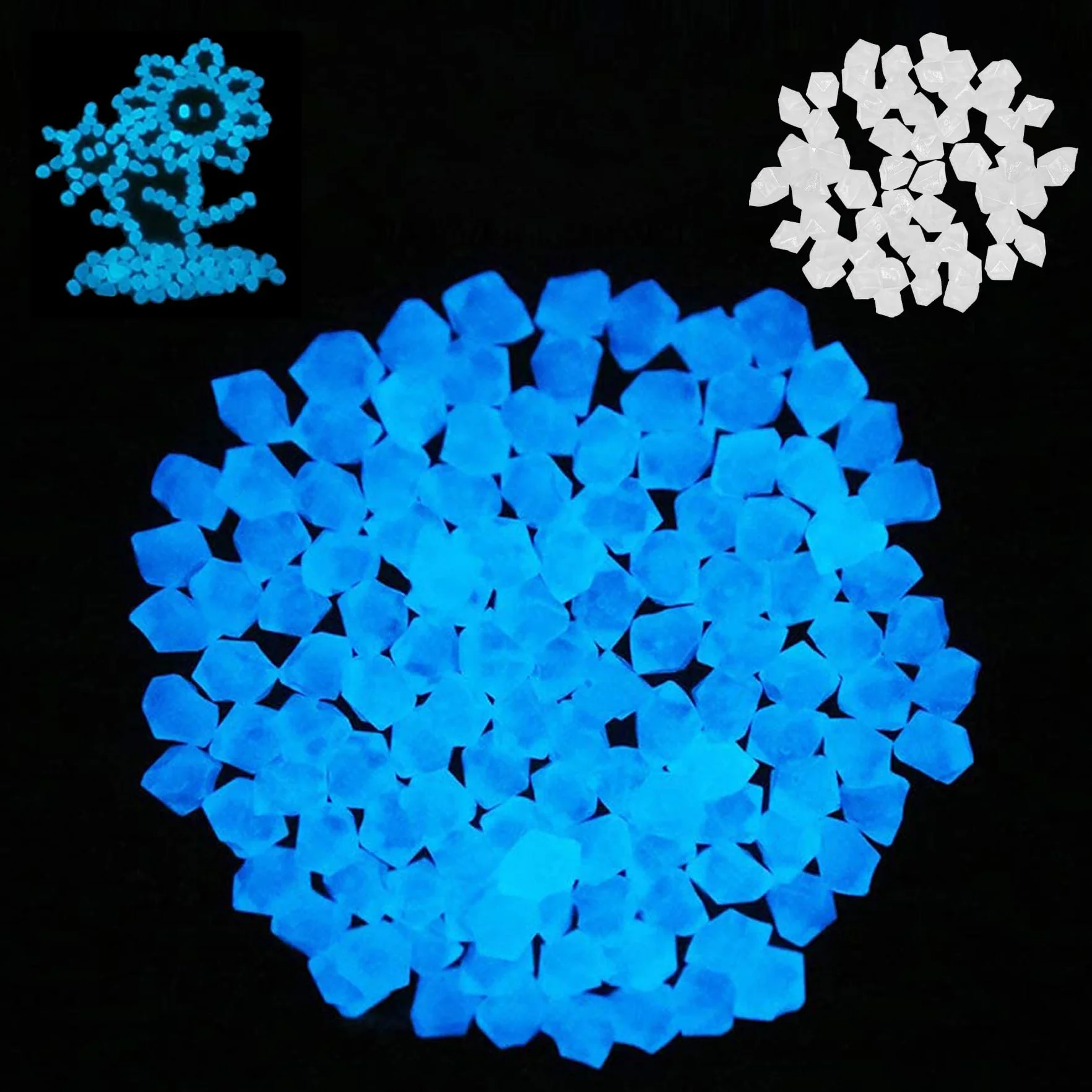 Świecące kamienie ogrodowe fluorescencyjne kamyki dekoracyjne 14 x 11 mm 300 sztuk