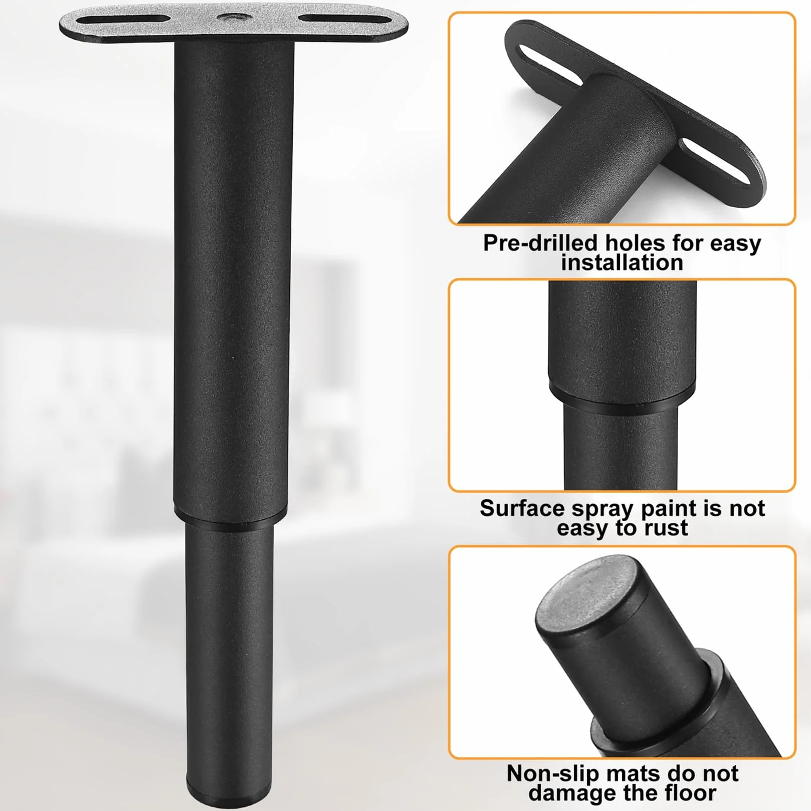 JJWUYUE Nogi łóżka, regulowane 18-33 cm, wysuwane nogi łóżka, nogi stołu, nogi meblowe, metalowe nóżki w kształcie litery T, podpórka pod listwy, nóżki z regulacją wysokości, do mebli, sofy, łóżka