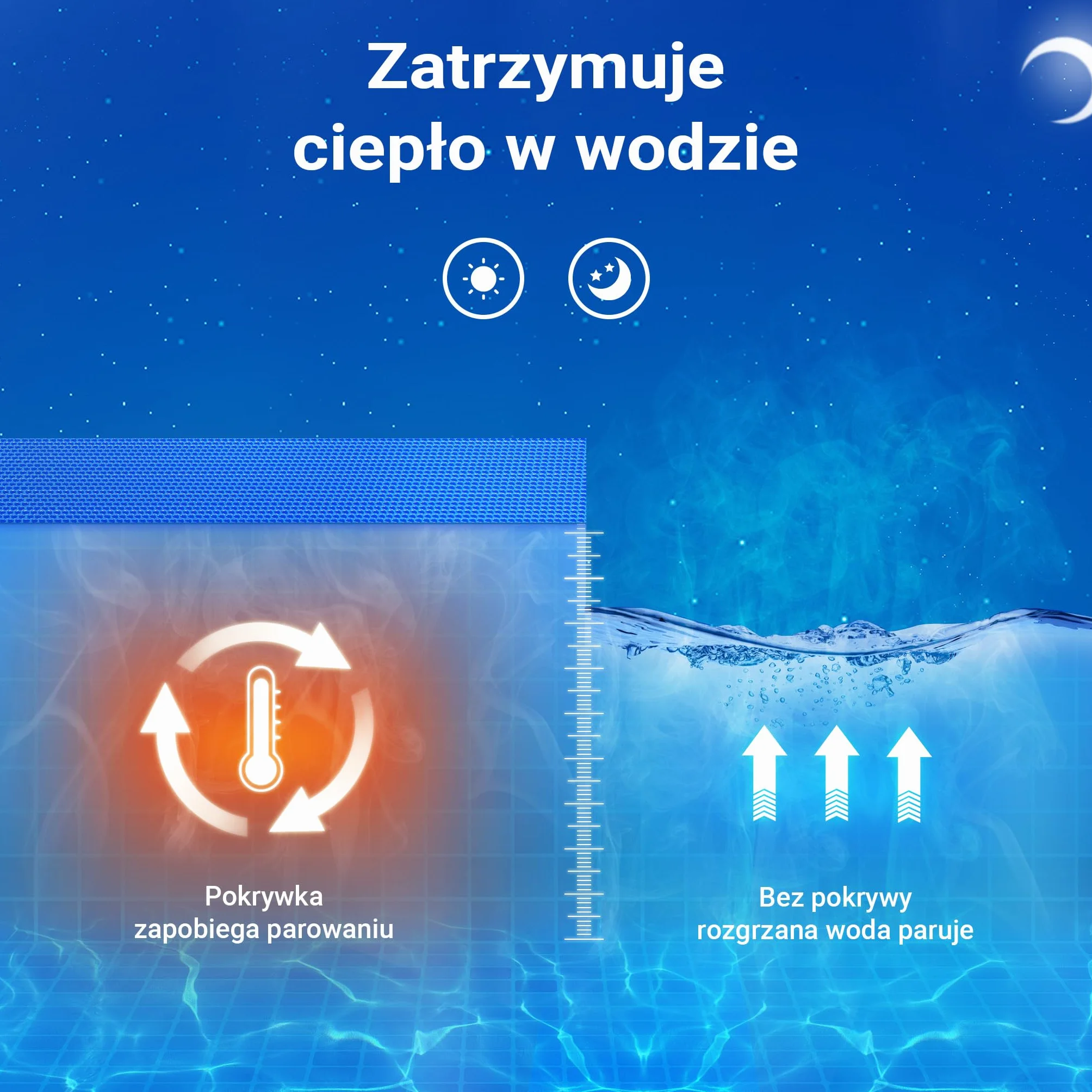 Wiltec Mata solarna do basenu 4 x 6 m, niebieska folia bąbelkowa na basen o grubości 400 µ, prostokątna, do podgrzewania wody w basenie