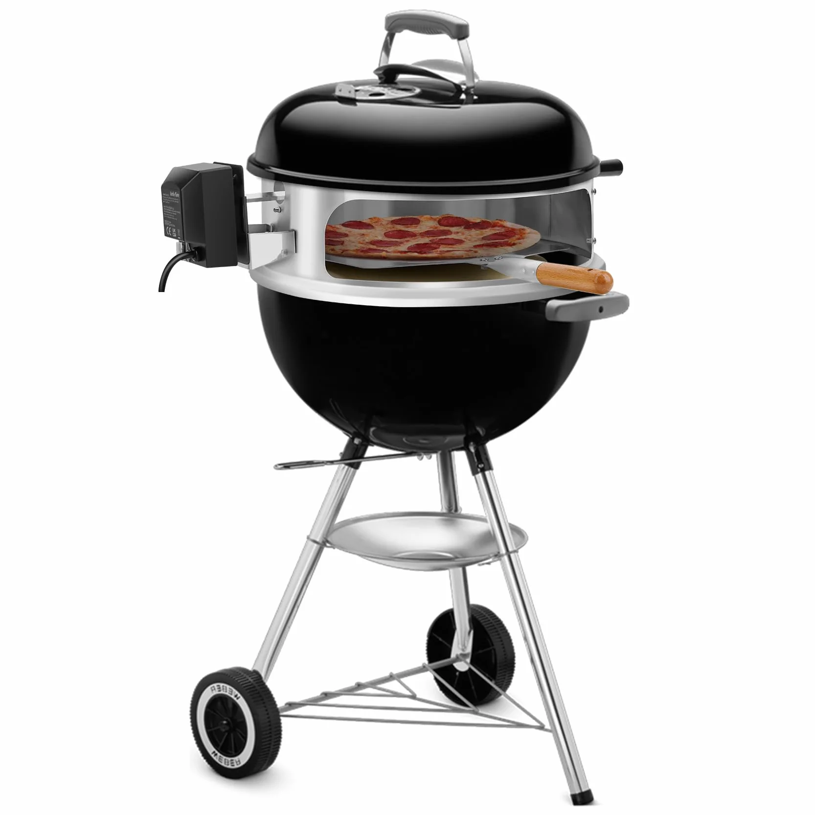 Onlyfire Zestaw PizzaRing ze stali nierdzewnej z rożnem do grilla Weber 47 cm