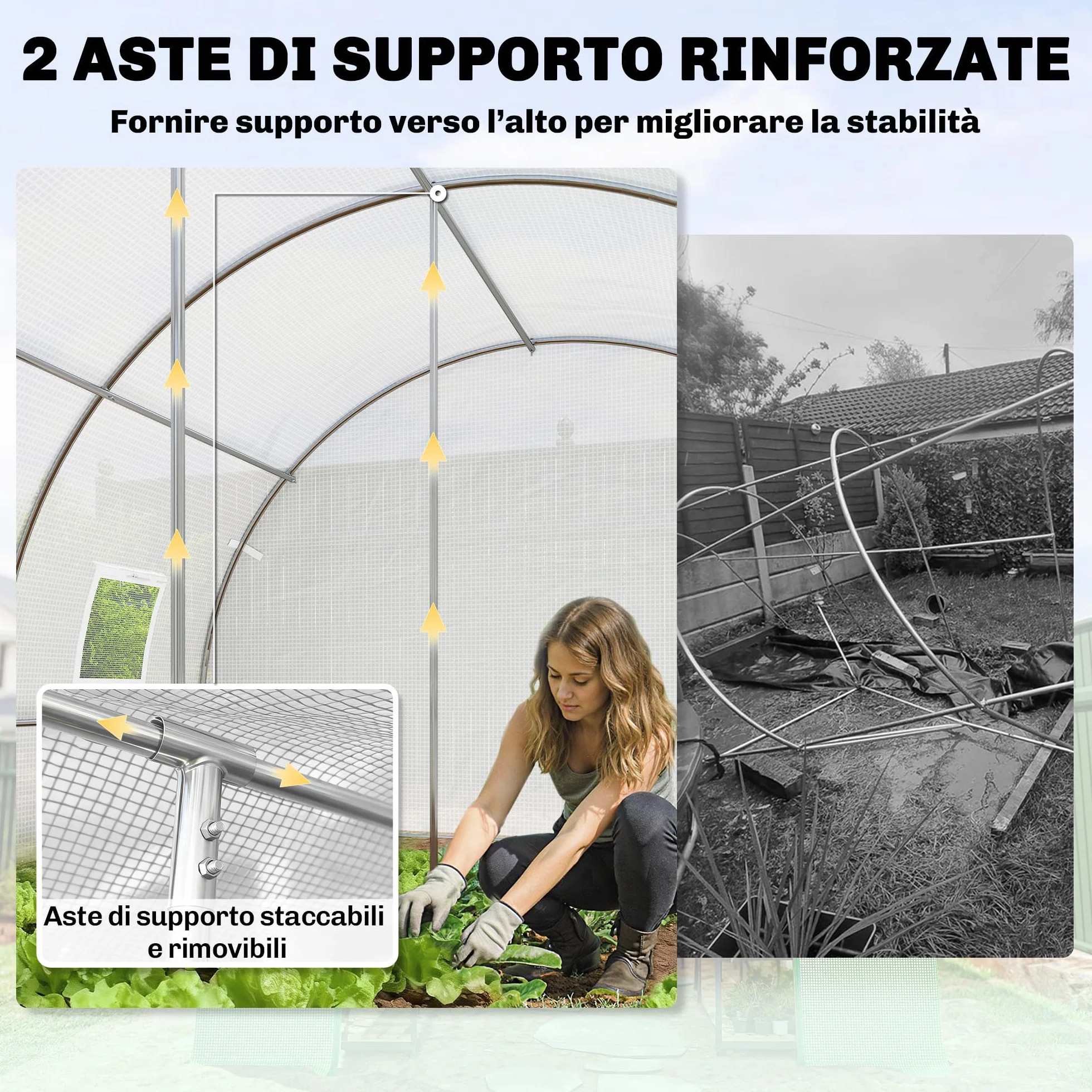 Outsunny Tunelowa szklarnia ogrodowa 4 x 3 x 2 m z drzwiami i 6 oknami, rama stalowa, osłona PE