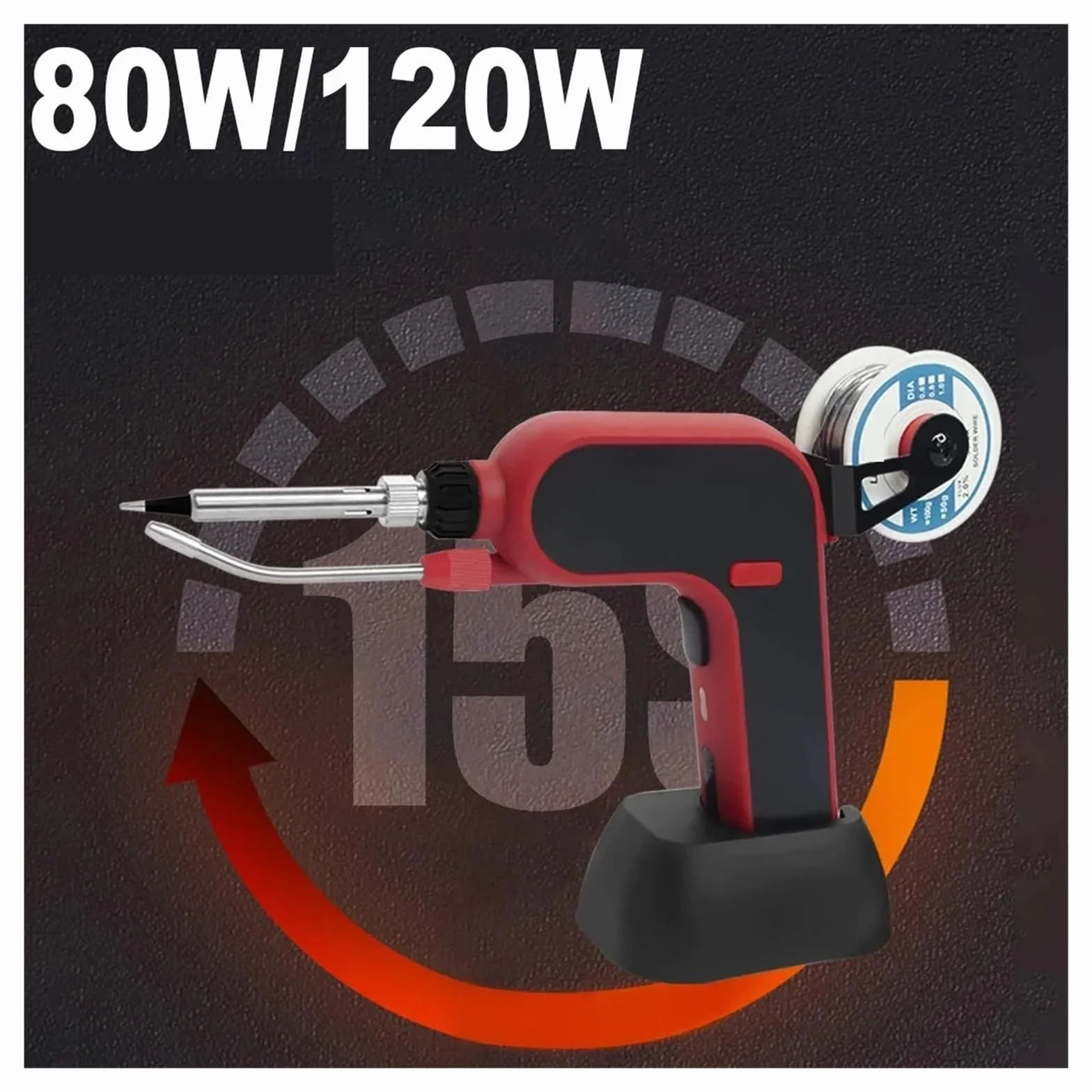80W/120W Elektryczna Lutownica Pistolet Ręczny Wewnętrzny Ogrzewanie Lutownica Automatycznie Wysyłaj Cynę Pistolet Lutowanie Spawanie Narzędzie Precyzyjne Podgrzewanie(120W,SET 2)