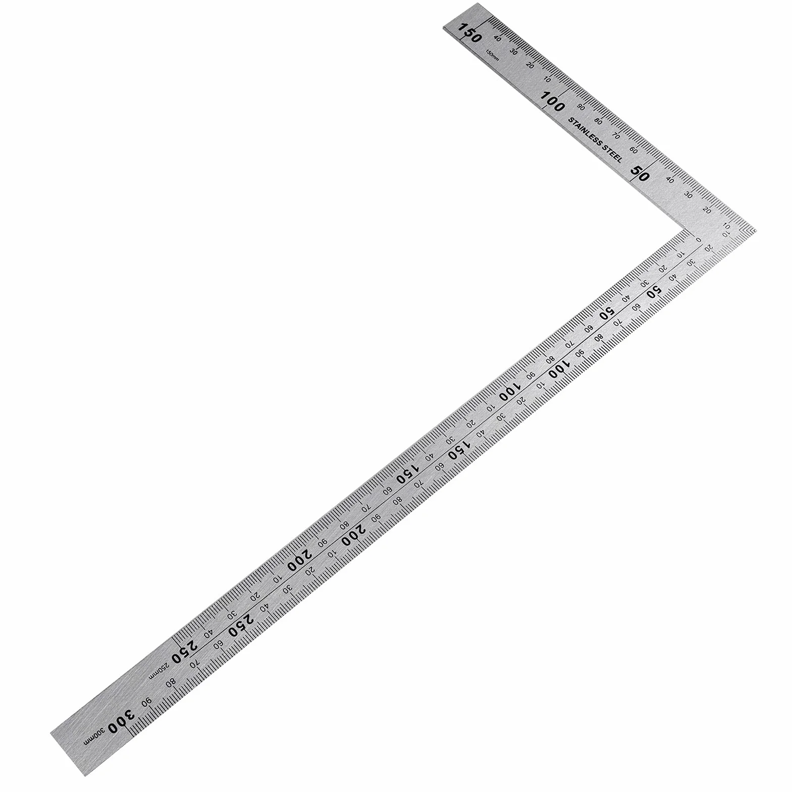 Kwadratowa Linijka ze Stali Nierdzewnej, 150 × 300 mm, Kształt L, Dwustronna Kątowa 90 Stopni, Narzędzie Pomiarowe