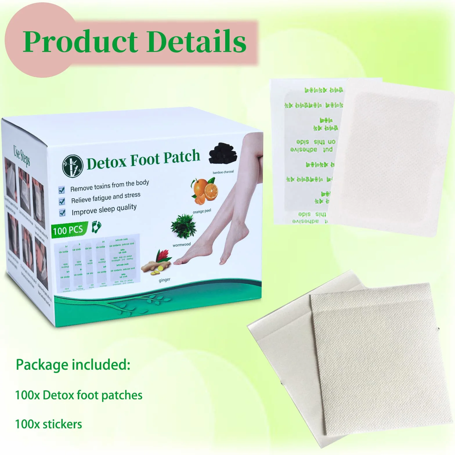 Detox plastry do stóp odtruwania 100 sztuk – Detox plaster na stopy, odtruwające bóle stóp, pomaga w łagodzeniu bólu i odprężeniu.