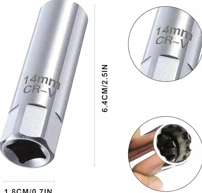 Klucz do świecy zapłonowej 14 mm, 12-punktowy, cienkościenny klucz do świecy zapłonowej 14 mm, wtyczka do świec zapłonowych, magnetyczny zon, do samochodów osobowych, ciężarowych, motocykli, nadaje