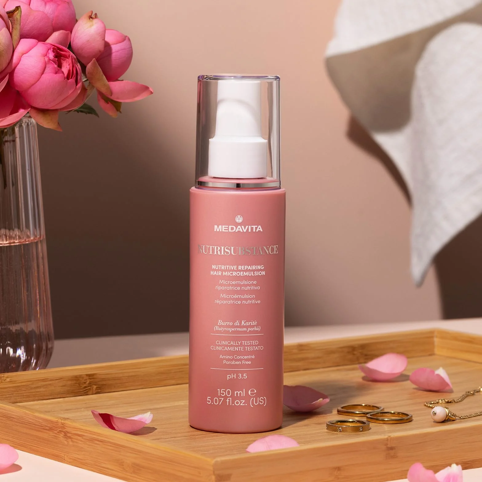 Medavita | Nutrisubstance odżywcza naprawa mikroemulsji 150 ml, serum do włosów do głębokiego odżywiania, połysku, witalności i objętości