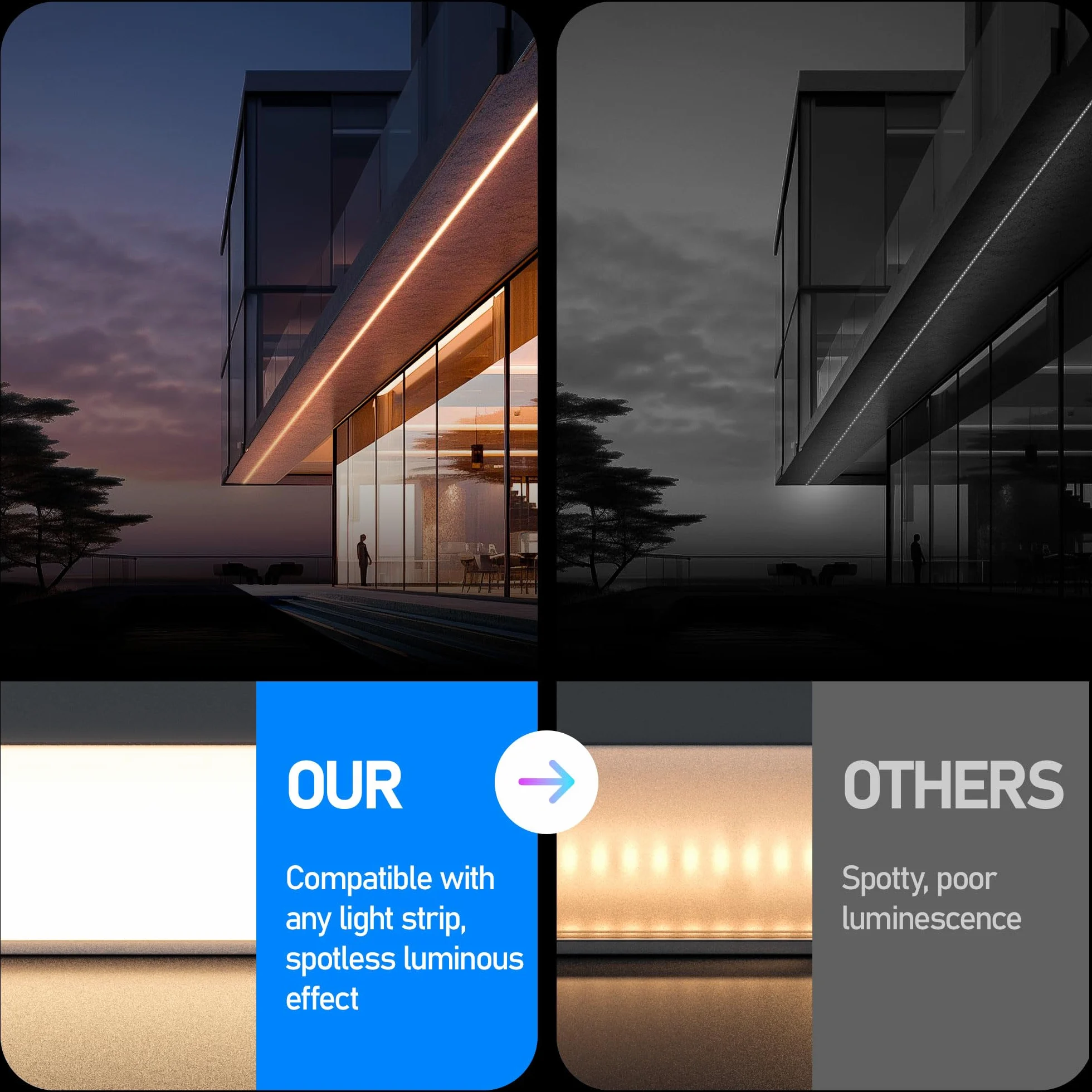 Shine Plus Profil aluminiowy do taśm LED, 15 x 2 m szyna LED, profil U z matową osłoną, maksymalne wymiary 17 mm, wymiary 19,7 mm x 10 mm.