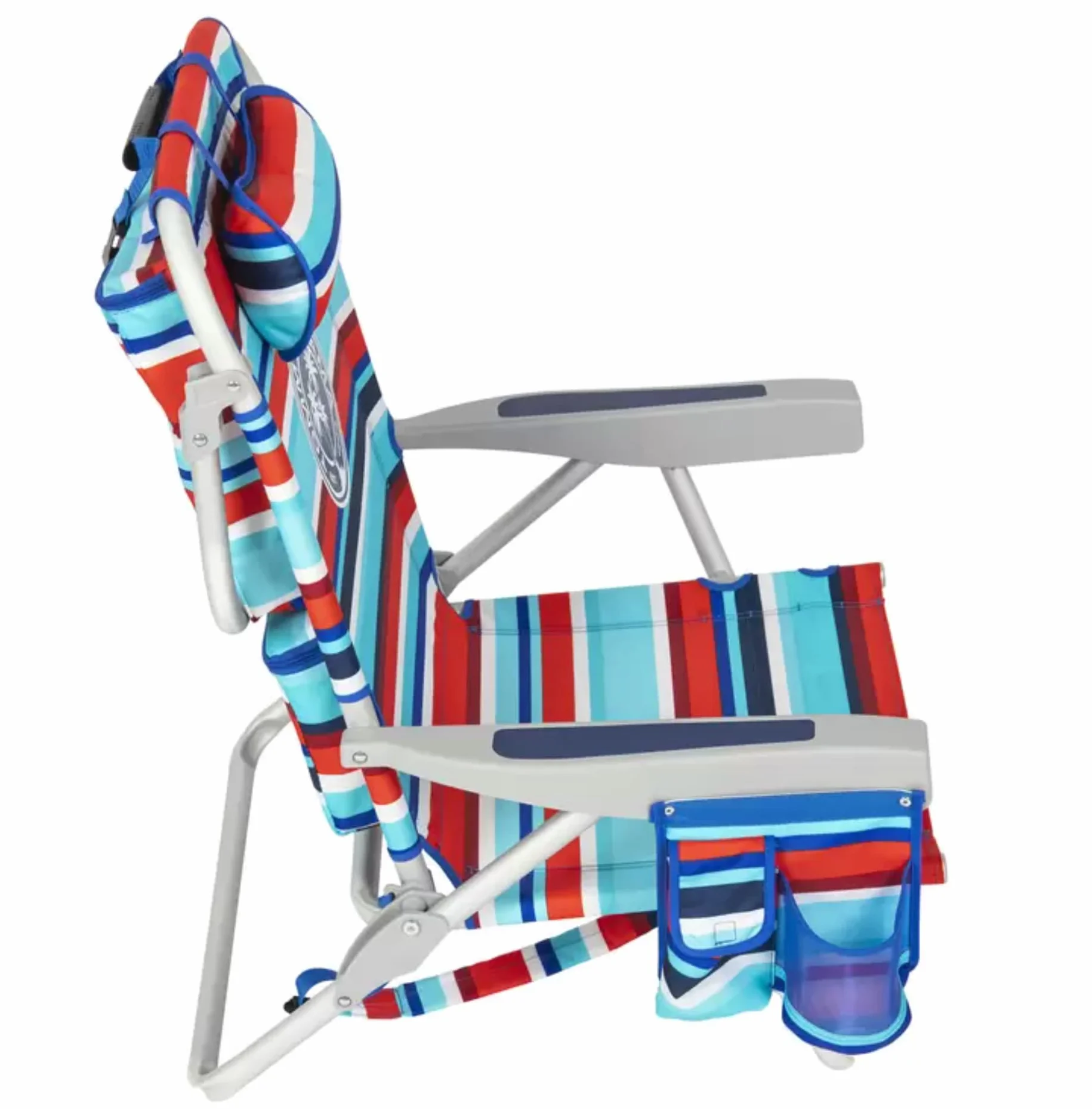 Tommy Bahama Krzesło Plażowe Składane Regulowane Lekkie 5 Pozycji Aluminiowa Rama Czerwono-Turkusowe Paski