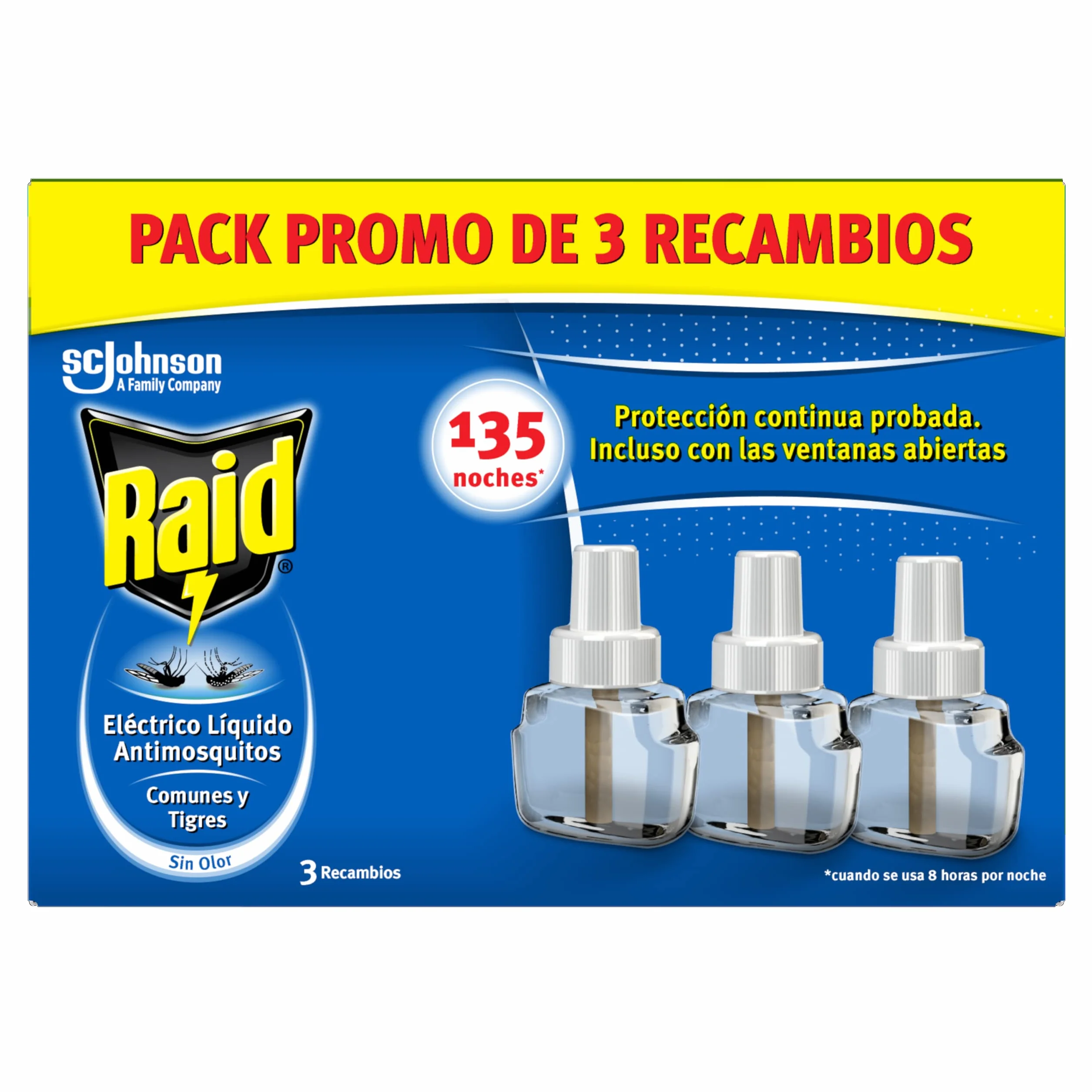 Raid Elektryczny płyn 135 nocy - Common Mosquito & Tiger Sparks - 3 części zamienne