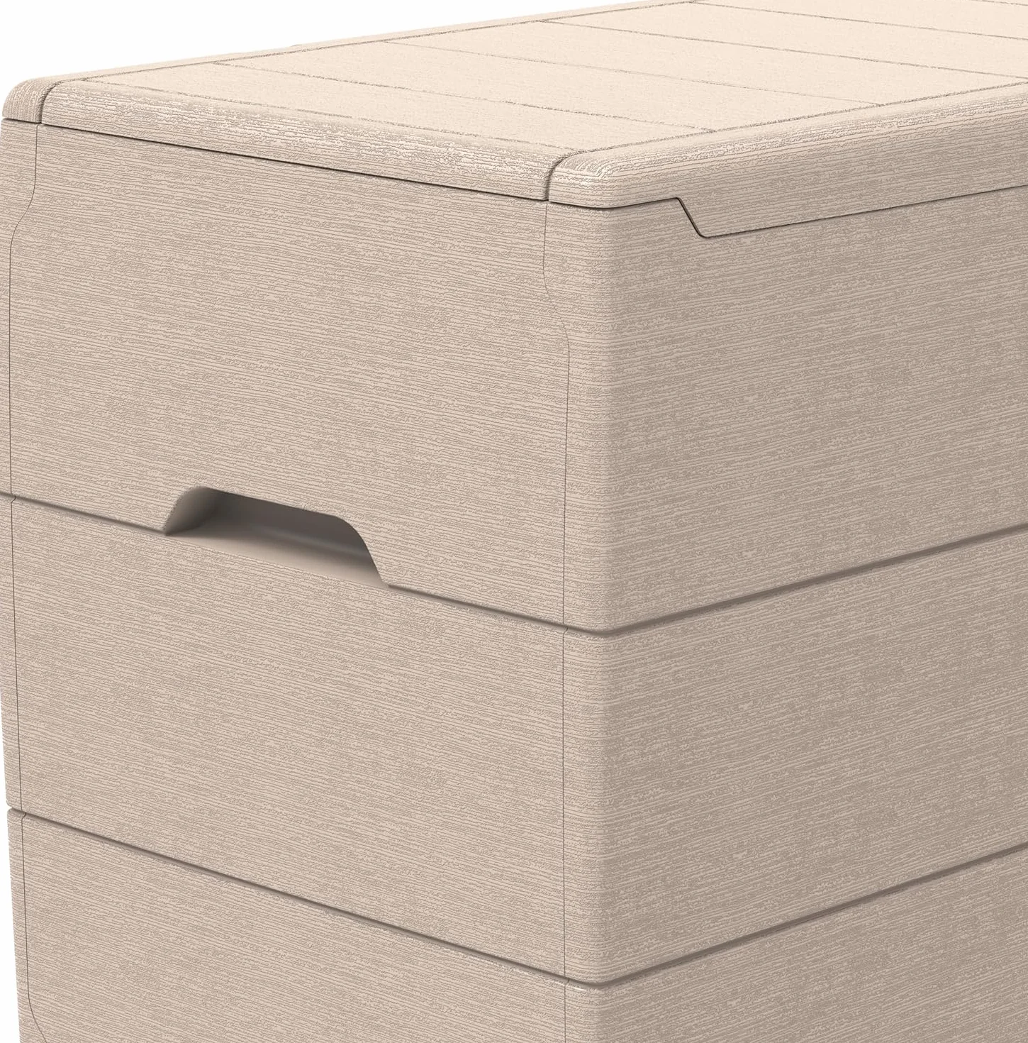 Duramax Cedargrain Durabox plastikowe pudełko do przechowywania, organizer na meble ogrodowe, zamykana pokrywa, plastikowe pudełko na poduszki z kółkami i uchwytami, pudełko na patio, ciepły taupe