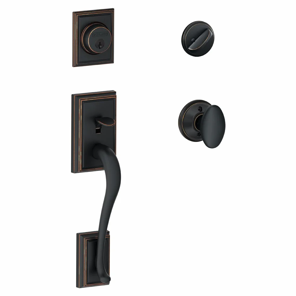 SCHLAGE Addison jednocylindrowy zestaw klamek i gałka Siena, postarzany brąz (F60 ADD 716 SIE)