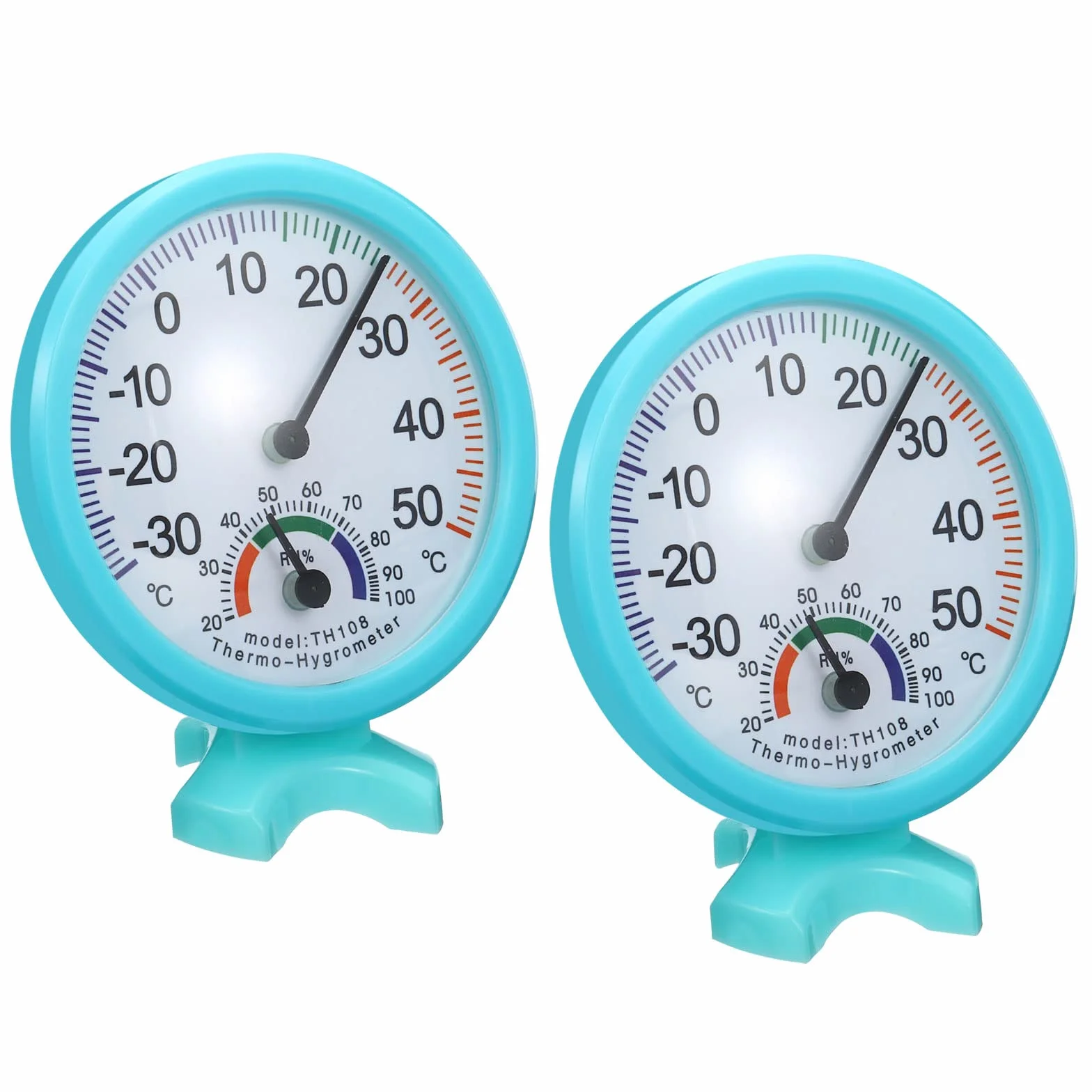 PATIKIL Termometr wewnętrzny 75 mm, higrometr, 2-pak mini miernik temperatury wilgotności z podstawą do pokoju na patio dekoracja ścienna, niebieski