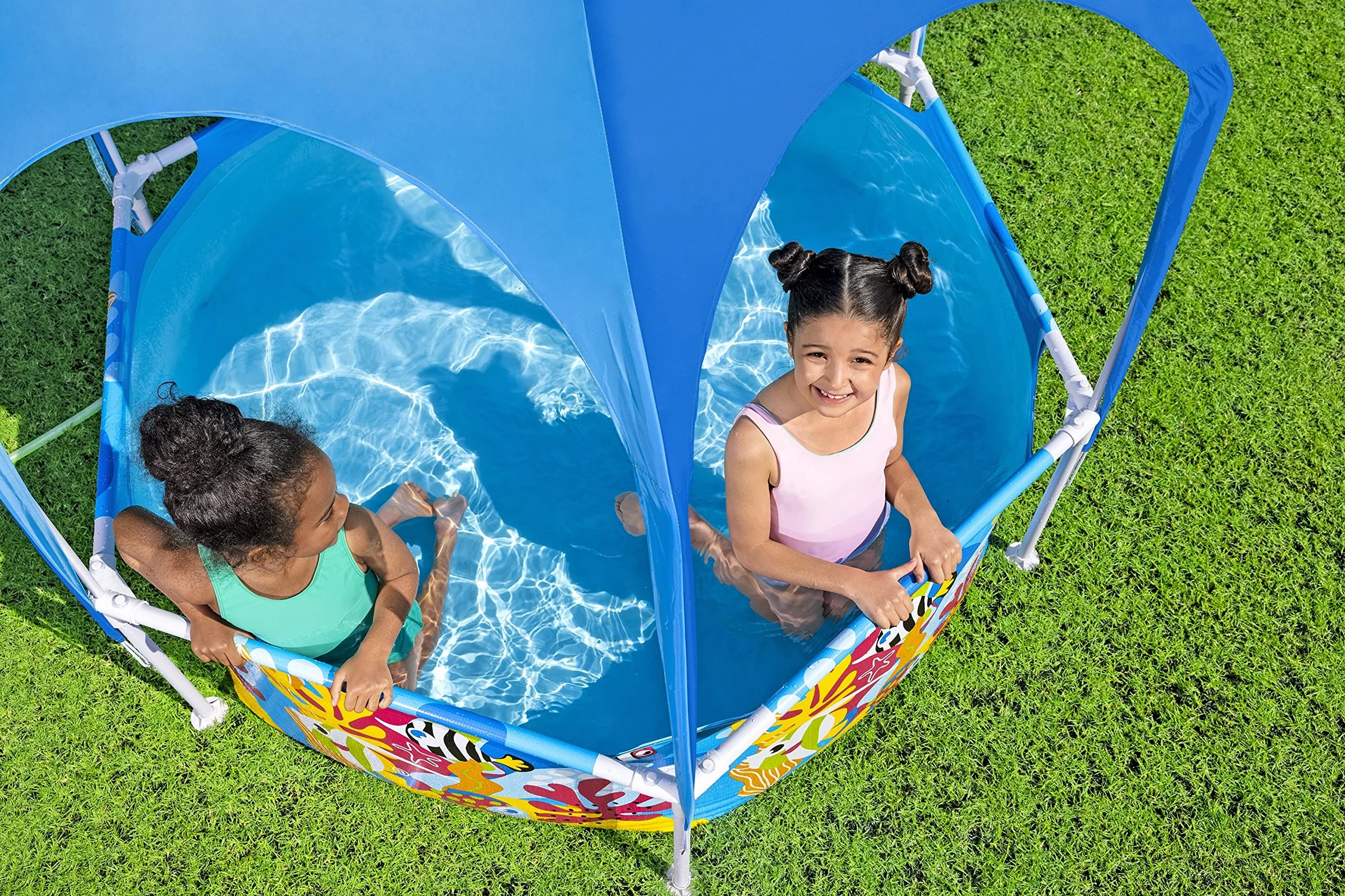 Bestway Splash in Shade 1,83 m x 1,83 m x 51 cm okrągły basen z wkładką DuraPlus i baldachimem UV