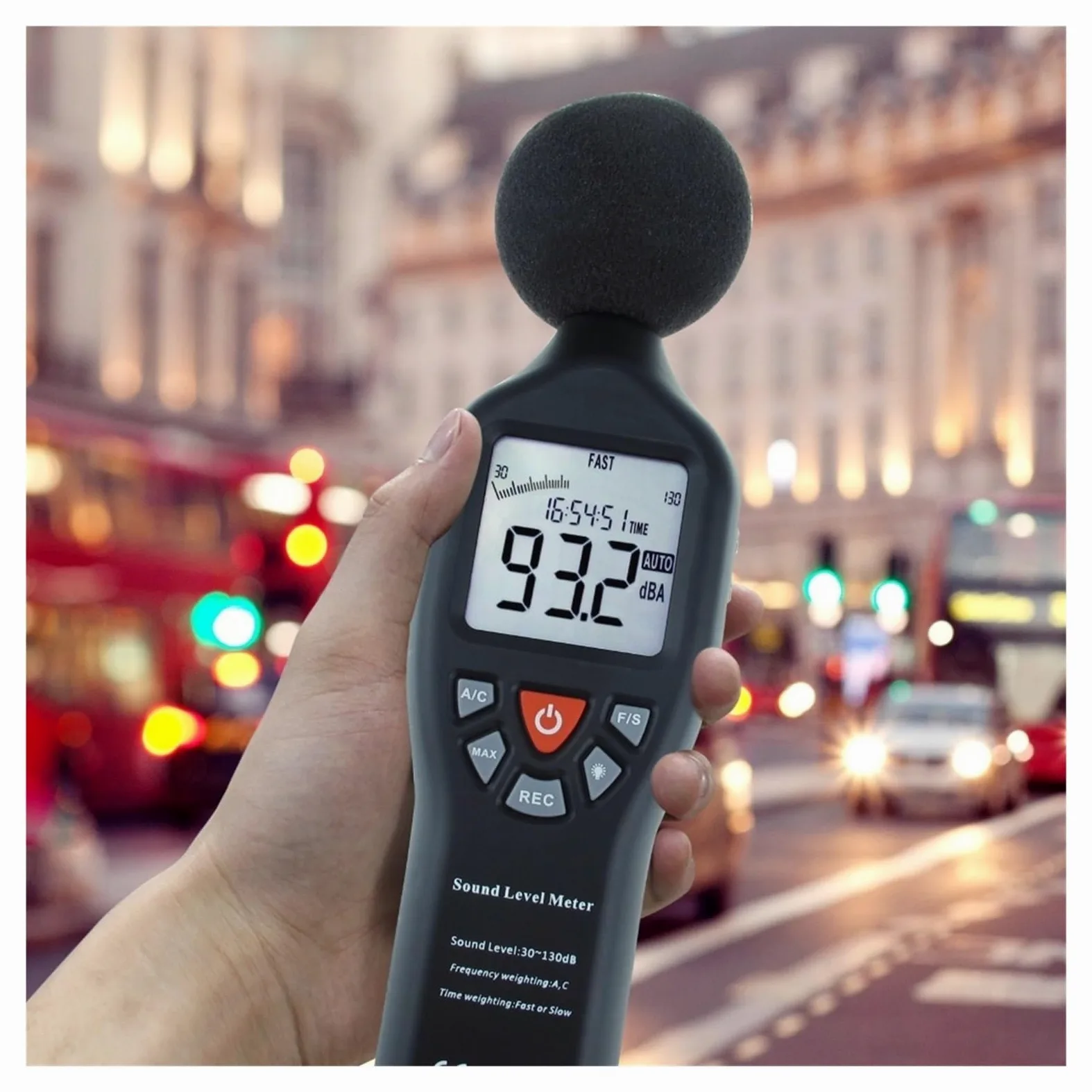 Miernik Decybeli Cyfrowy Miernik Poziomu Dźwięku Decybel 30dB - 130dB Funkcja Rejestrowania Danych Tester Hałasu Rejestrator