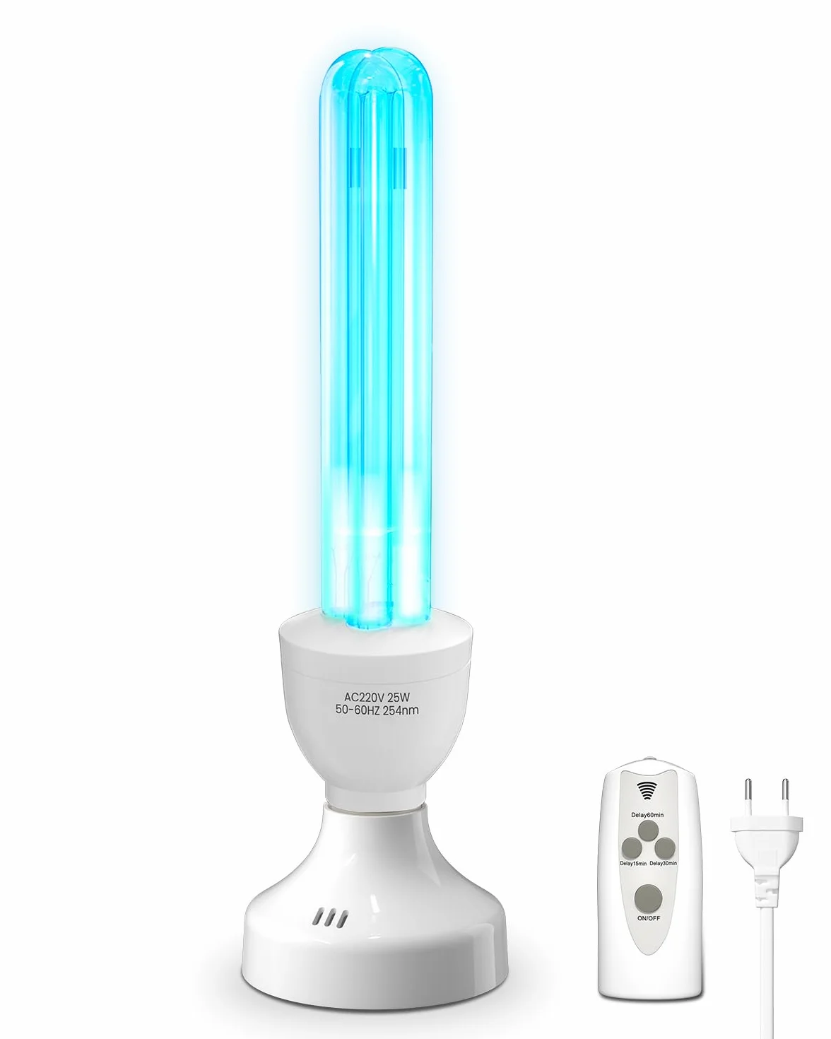 Lampa bakteriobójcza UVC 25 W Ultrafioletowa lampa ozonowa z pilotem i timerem E27 Żarówka UV sterylizator z rurką kwarcową Sterylizacja UVC 254 nm do sypialni, kuchni, toalety