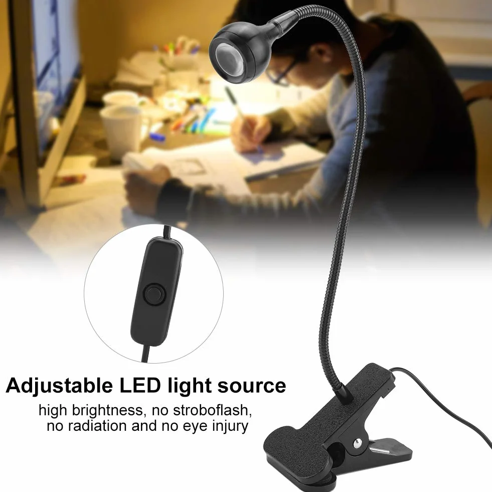 Clip on Light Lampki do Czytania, LED Biurkowa USB materiał Aluminiowy Ochrona Oczu Book Clamp Light 360 ° Elastyczna Zaciskowa na Gęsiej Szyi na Biurko (Ciepłe światło)