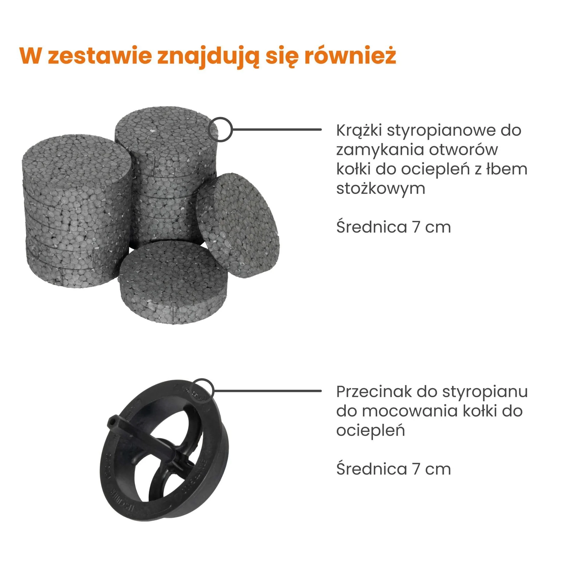 PROTEKTOR Kołki do ociepleń Ø10x200mm z plastikowym gwoździem (200 sztuk + 200 kółek + 1 otwornica) do fasad i systemów ociepleń WDVS, ETICS izolacji elewacji, kołki termiczne z certyfikatem ETA