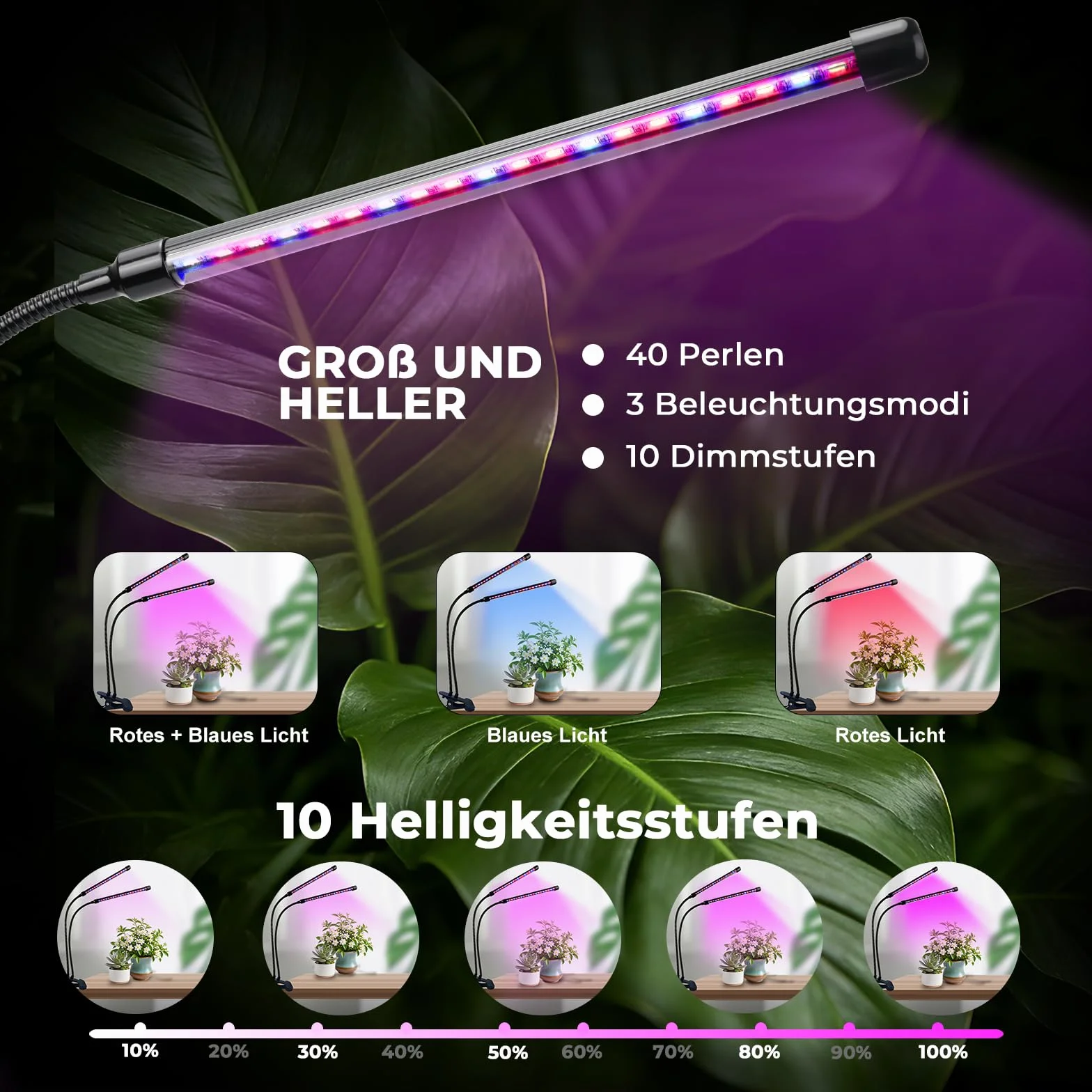 Lampa LED do uprawy roślin pełne spektrum timer 10-stopniowe ściemnianie wysoki PPFD hydroponika ogród wewnętrzny