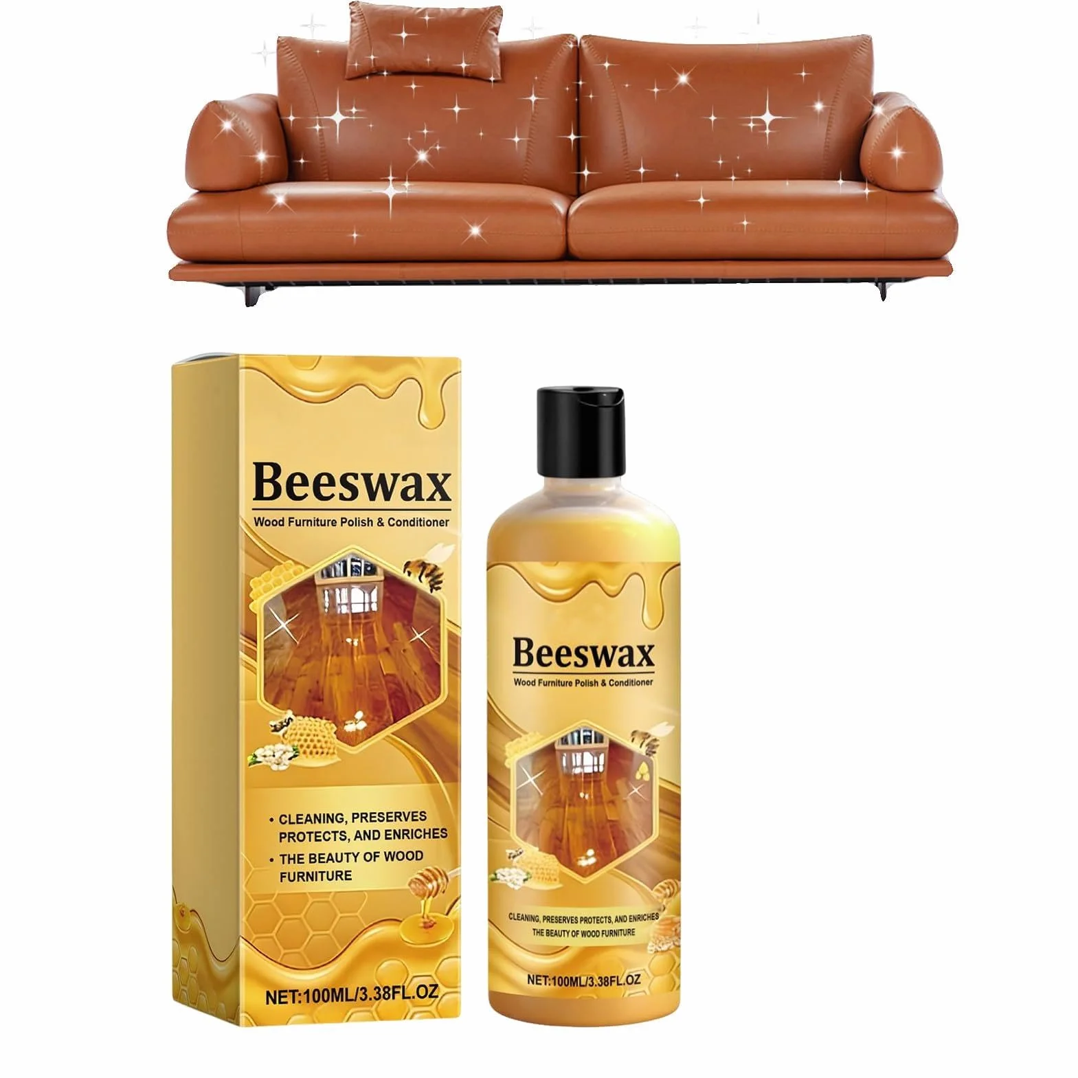 Meble do drewna | 100 ml naturalnego olejku z połyskiem - pasta | do usuwania i rozjaśniania szafek, stołów, drzwi, szuflad, podłóg kuchennych, desek do krojenia i