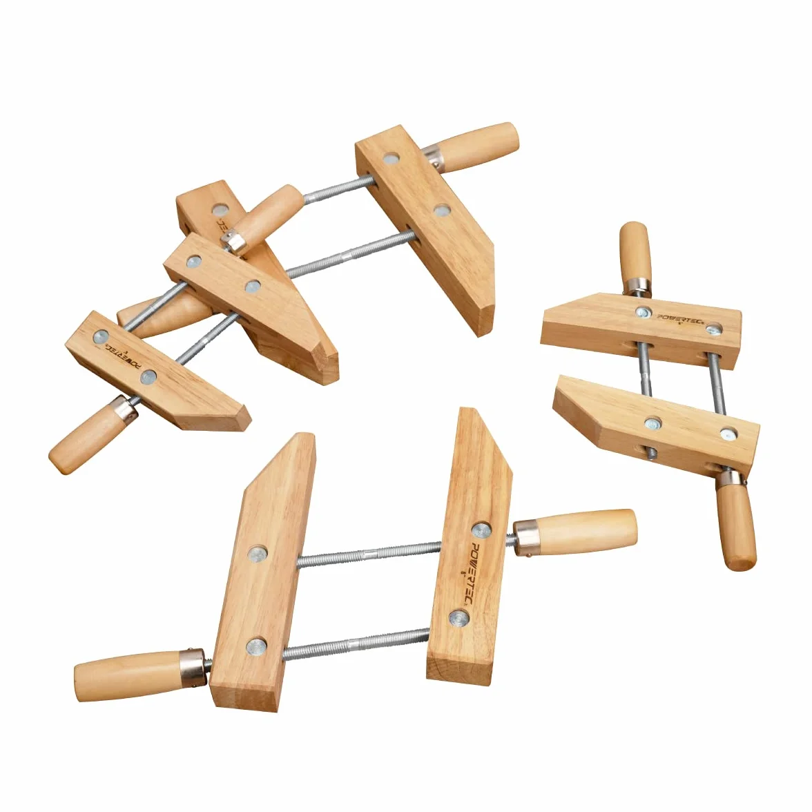 POWERTEC 71522 drewniany zacisk do śrub ręcznych – 15 cm | Zaciski śrubowe ręczne do obróbki drewna, 2 szt